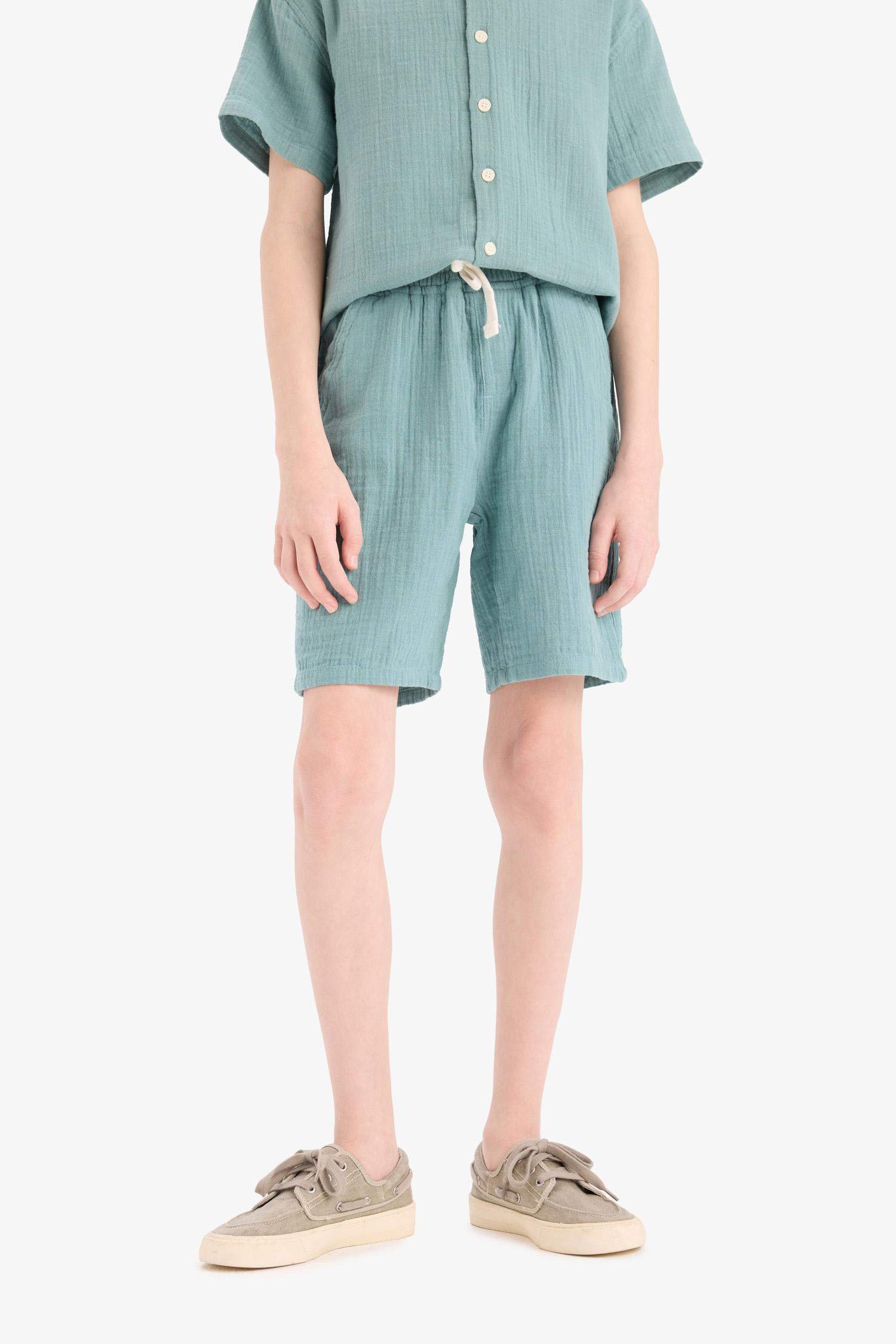 Boy Elastic Waist Muslin Shorts