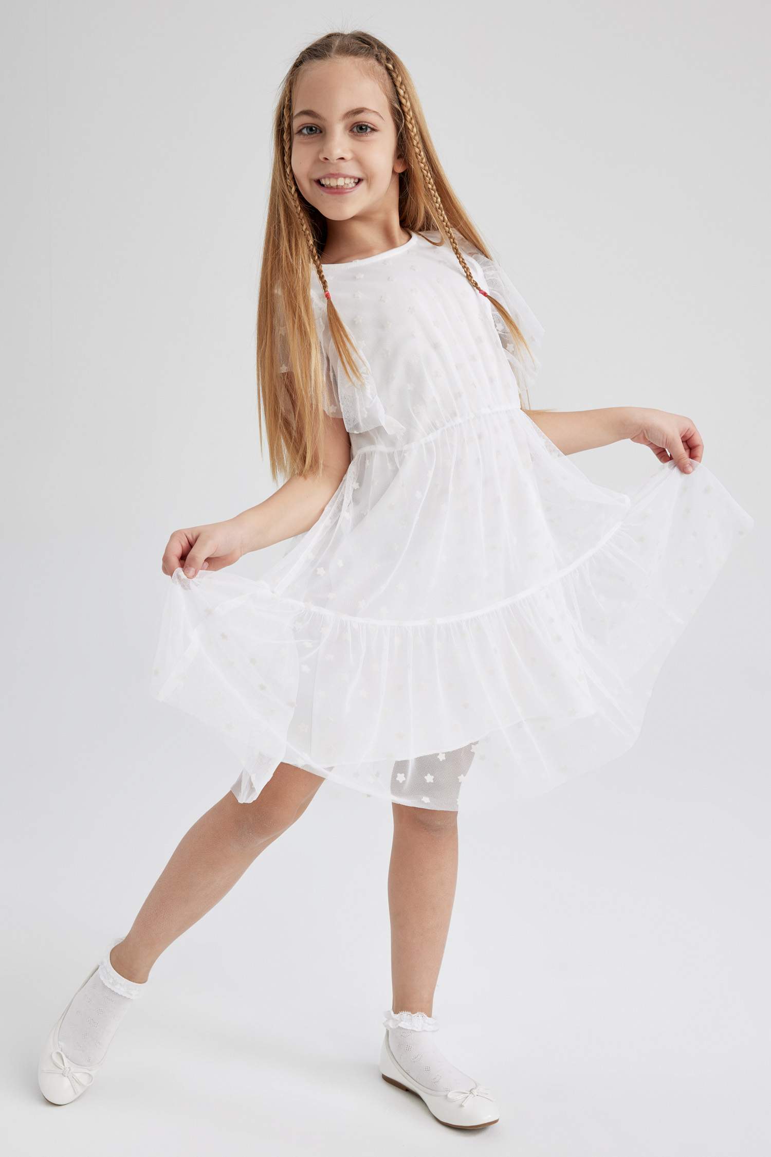 Robe En Tricot Tulle Manche Courte