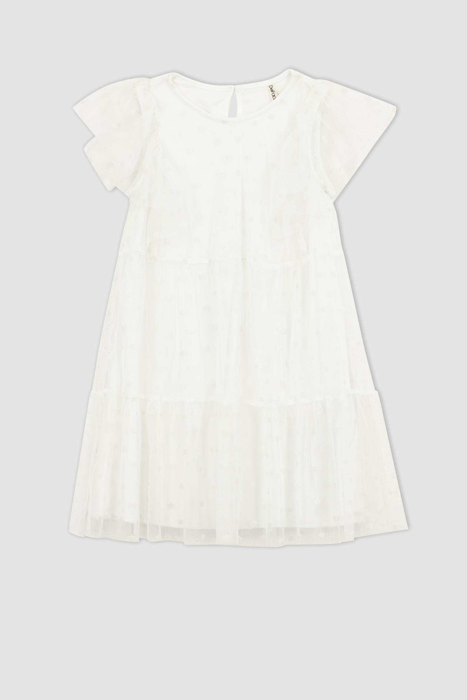 Robe En Tricot Tulle Manche Courte