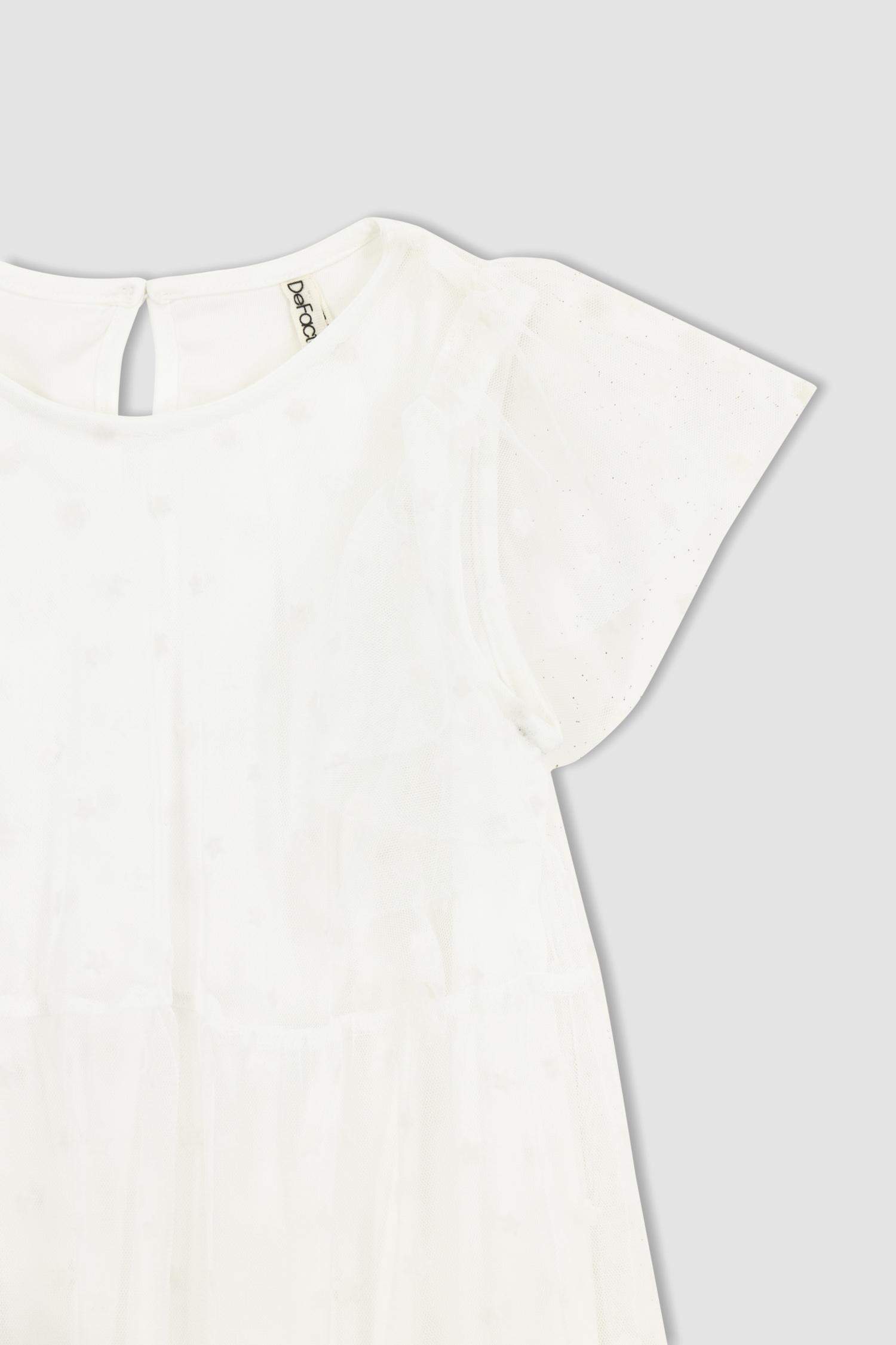 Robe En Tricot Tulle Manche Courte