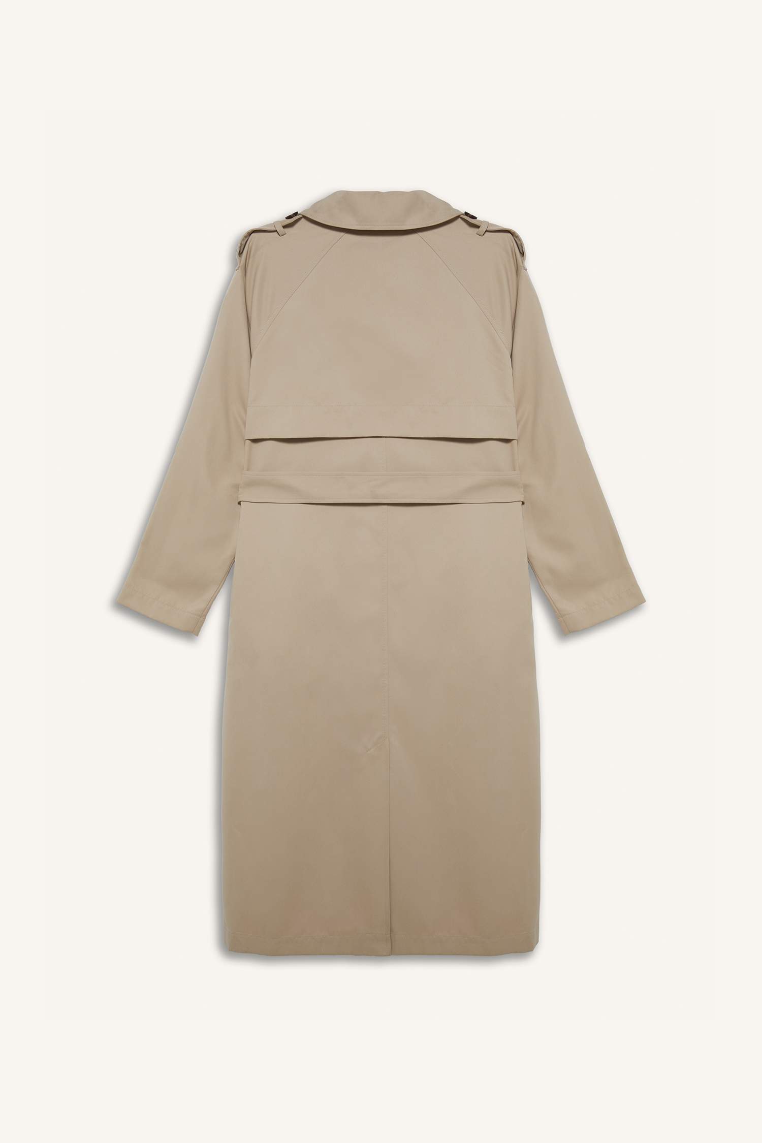 	Su İtici Oversize Geniş Kalıp Uzun Trençkot Kruvaze Yaka Düğmeli Cepli Kol Ucu Katlamalı Rüzgarlık Detaylı Mevsimlik