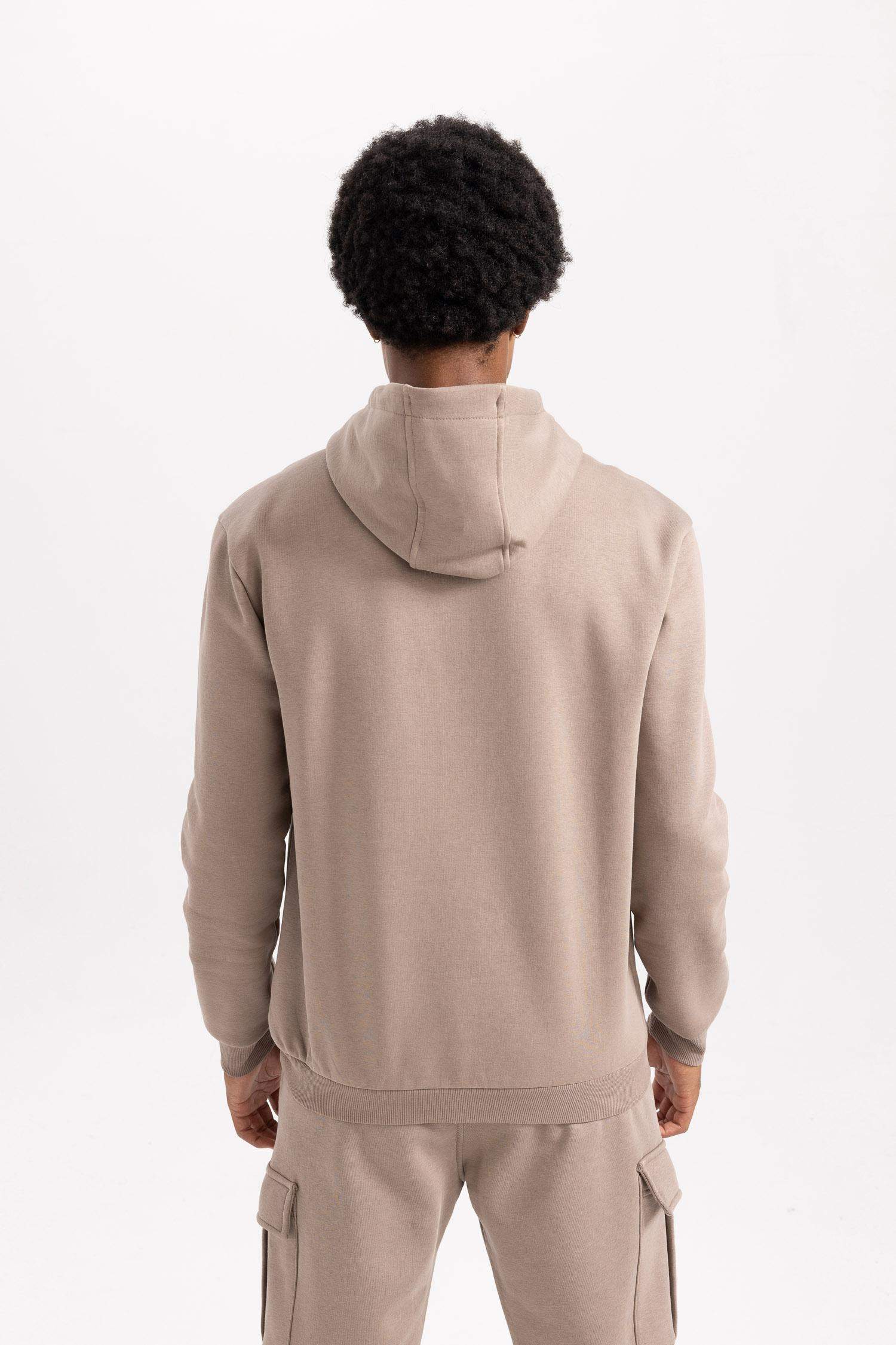 سويت شيرت قصة عادية بغطاء للرأس بسحاب من DeFactoFit