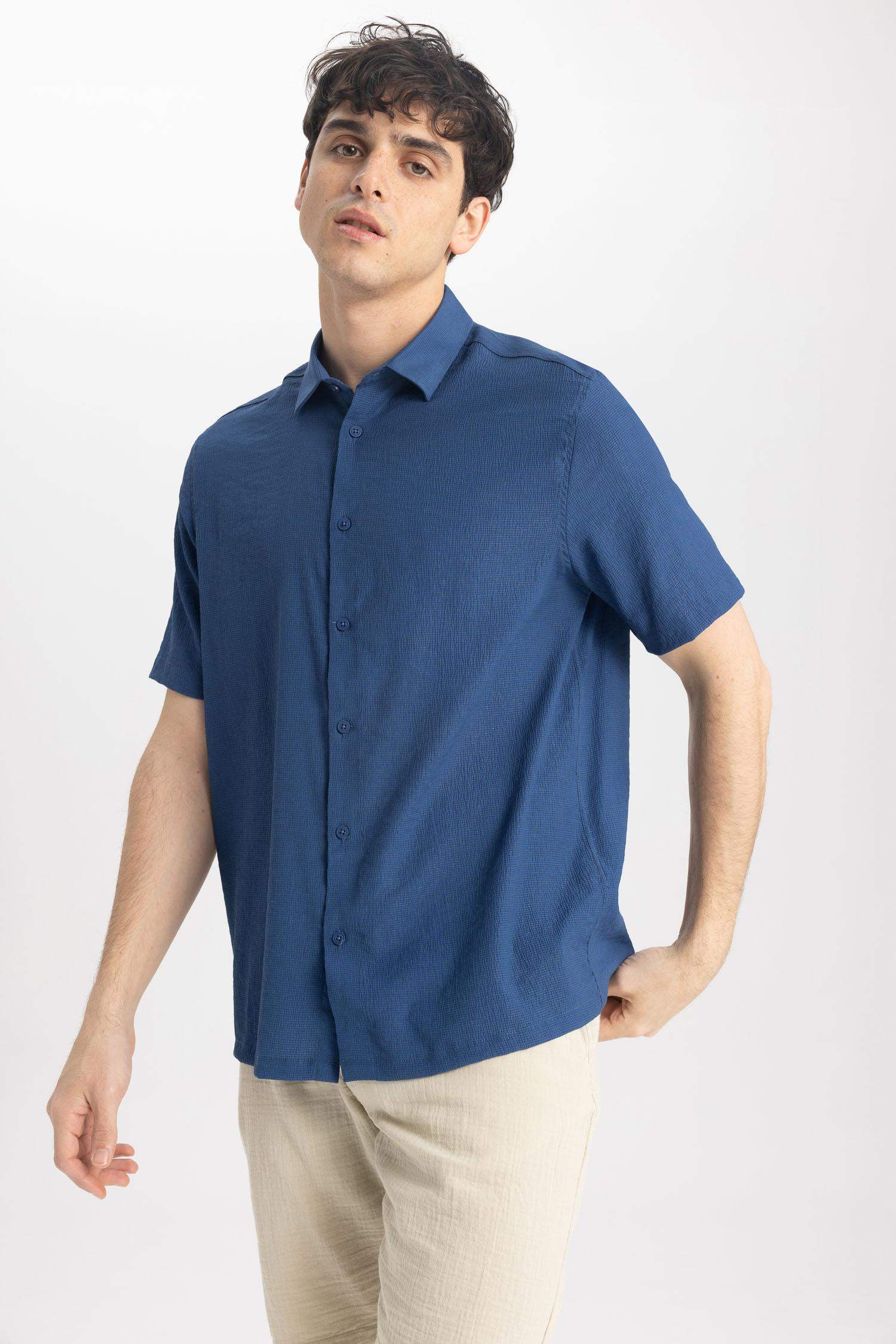 Relax Fit Viscose Short Sleeve Shirt