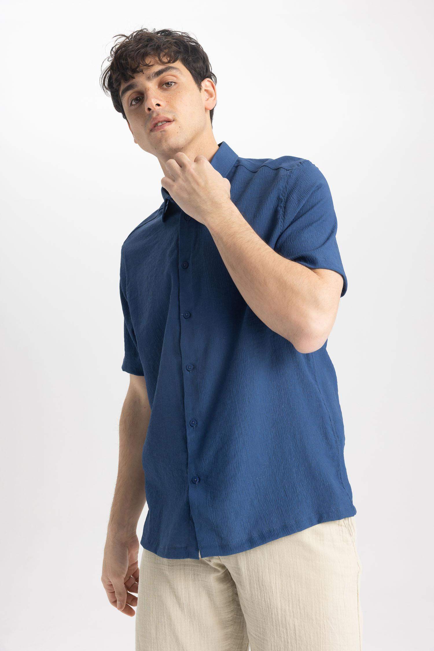 Relax Fit Viscose Short Sleeve Shirt