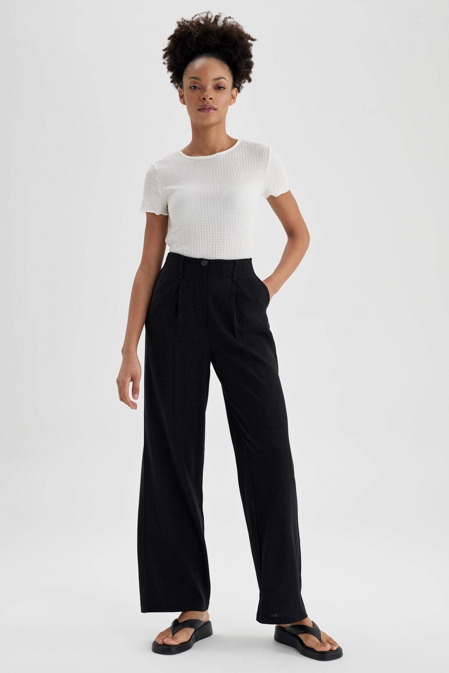 Black WOMEN Wide Leg Pants 2798057 | DeFacto