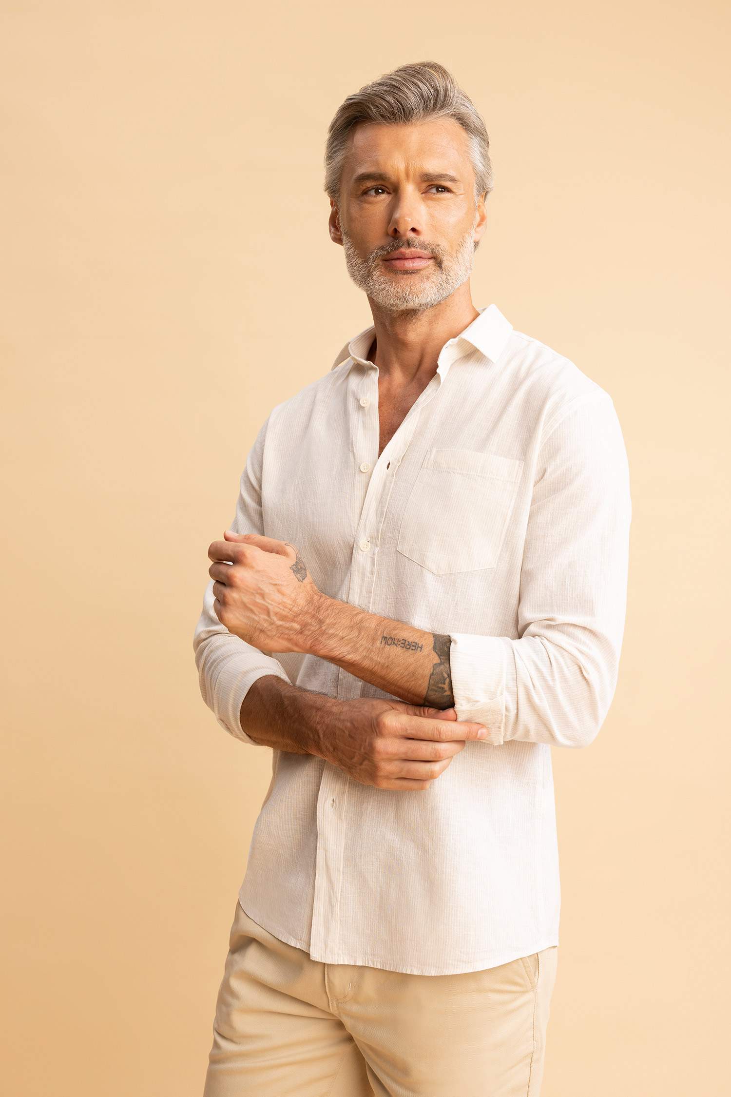 жейде мойыны жолақ Ұзын жеңді көйлек