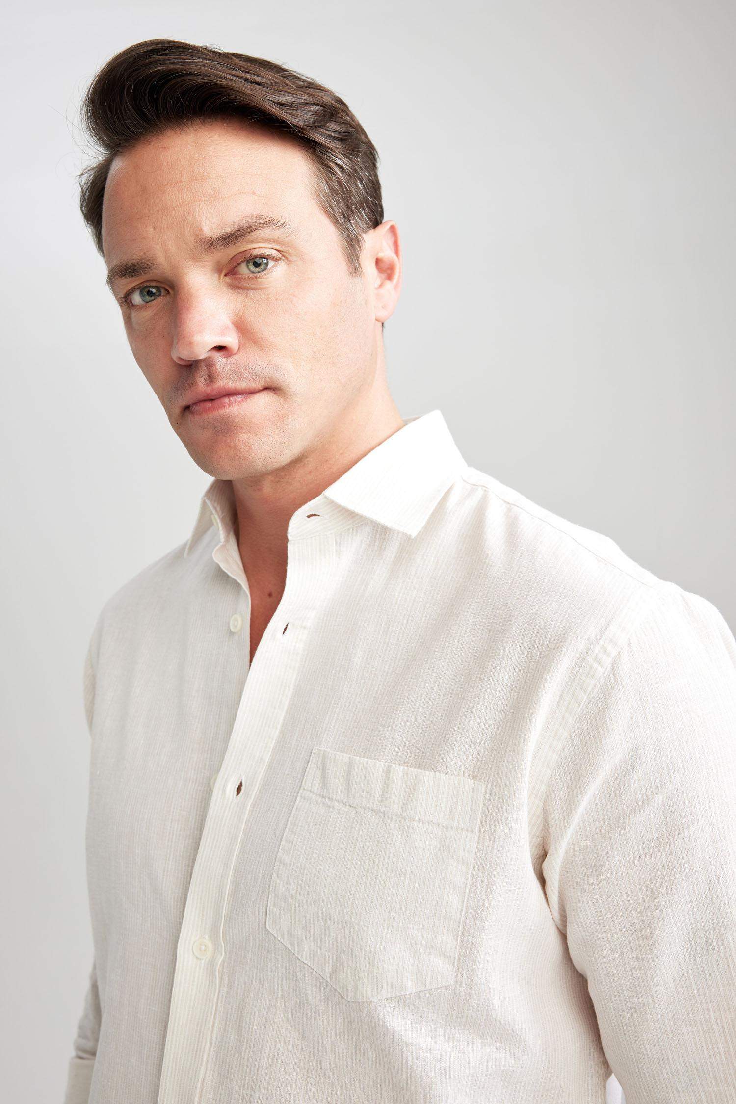 жейде мойыны жолақ Ұзын жеңді көйлек