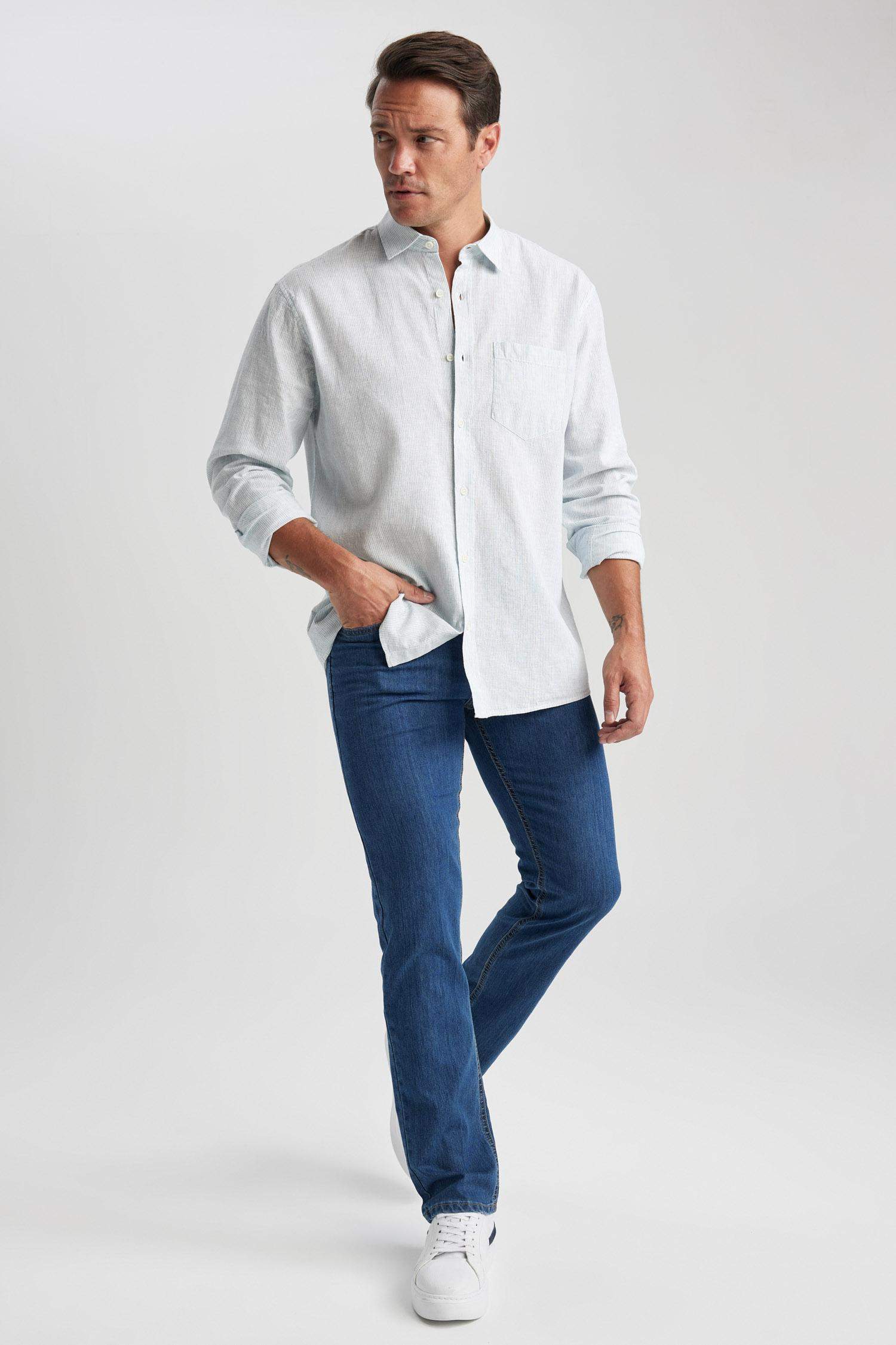 Рубашка стандартного кроя с длинным рукавом