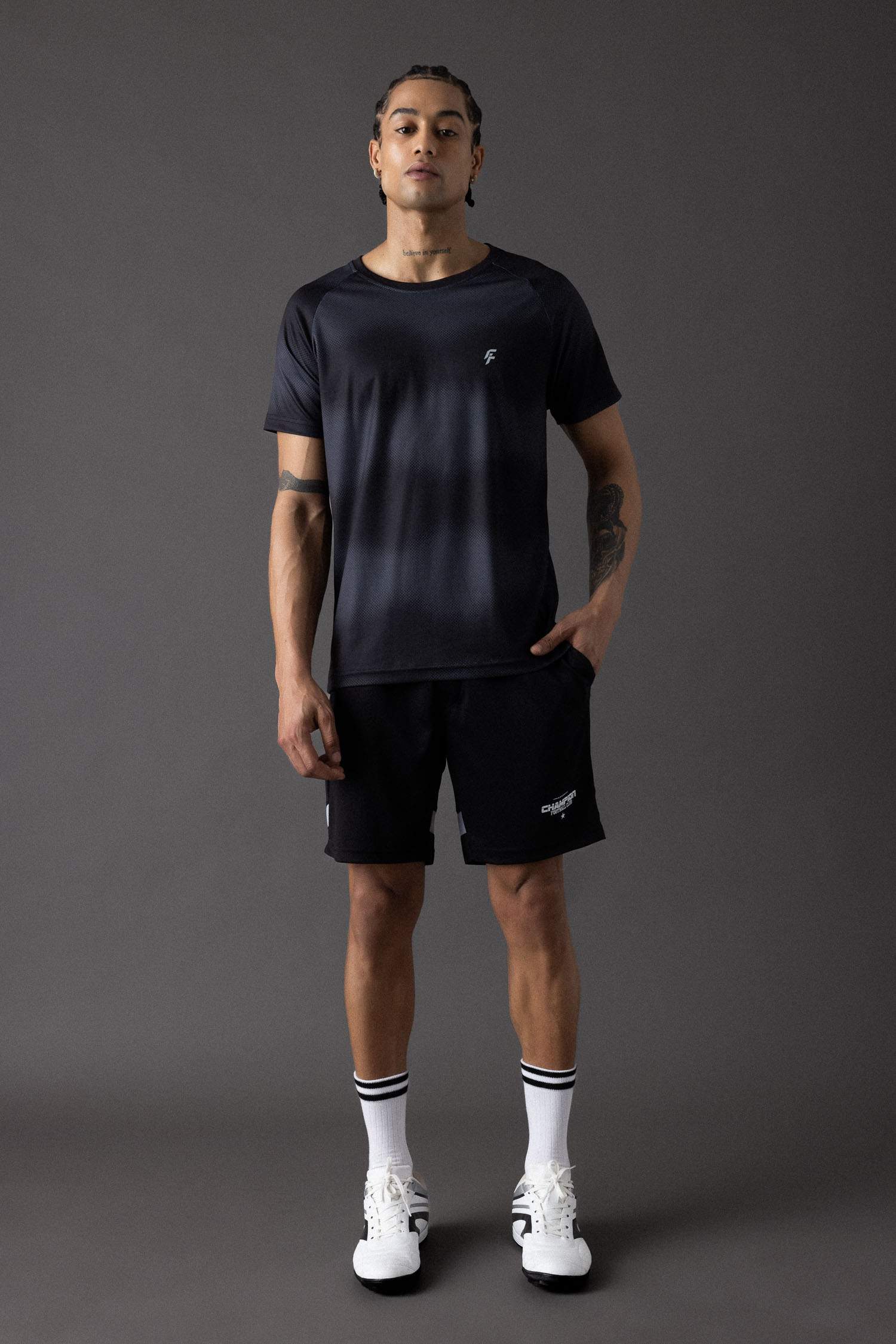 DeFactoFit Slim Fit Crew Neck Patterned Heavy Fabric T-Shirt