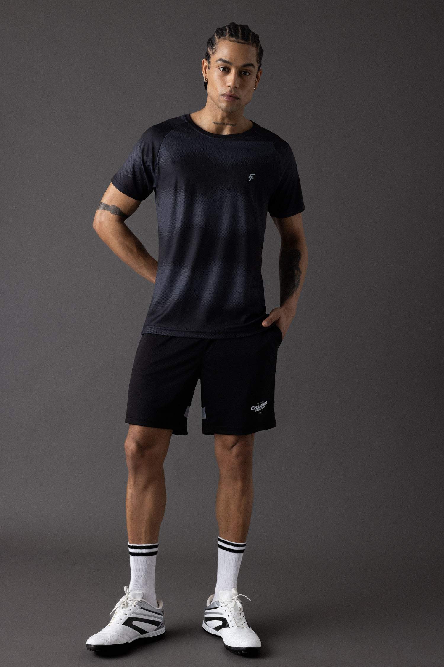 DeFactoFit Slim Fit Crew Neck Patterned Heavy Fabric T-Shirt