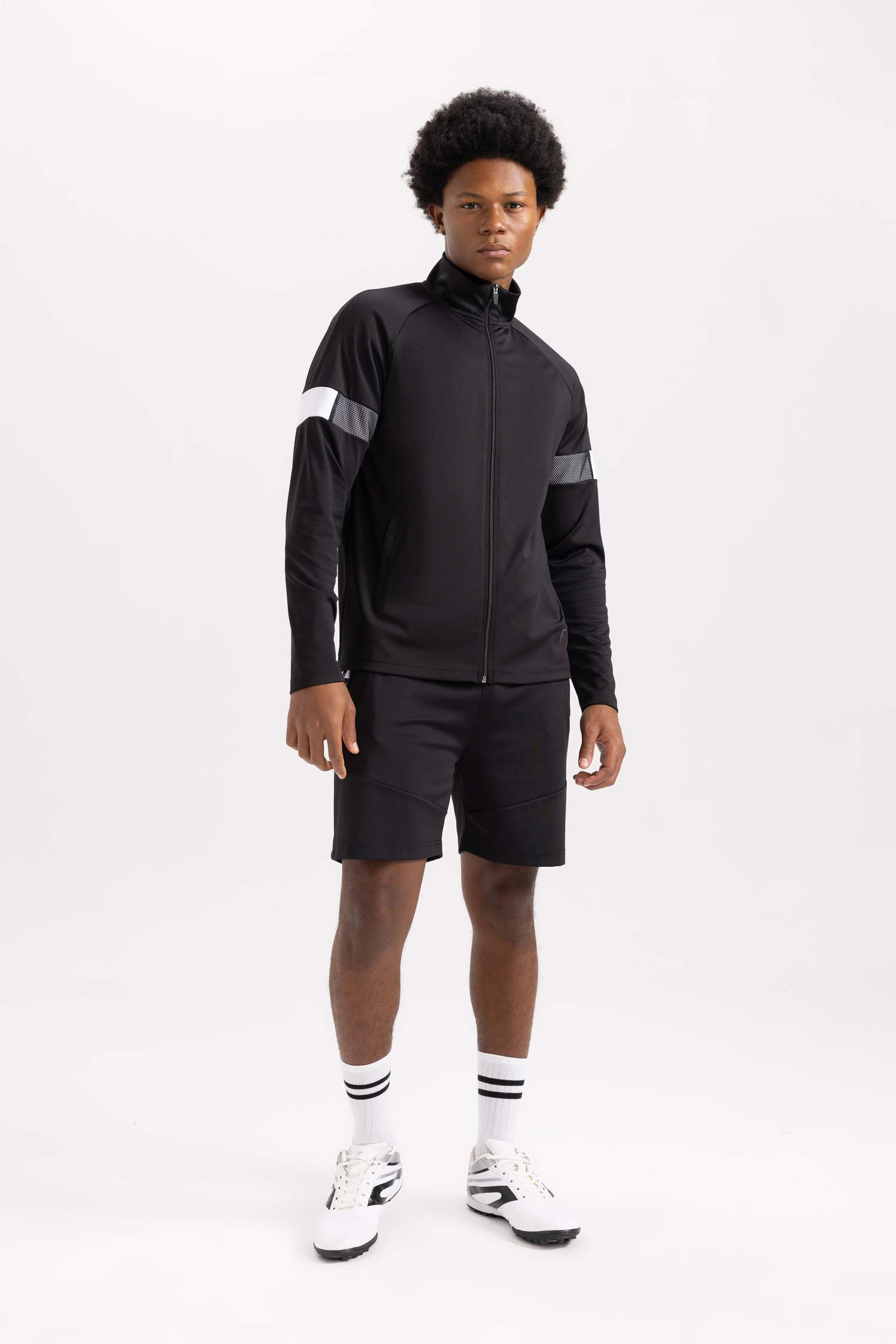 Slim Fit Scuba Fabric Zippered Sweatshirt