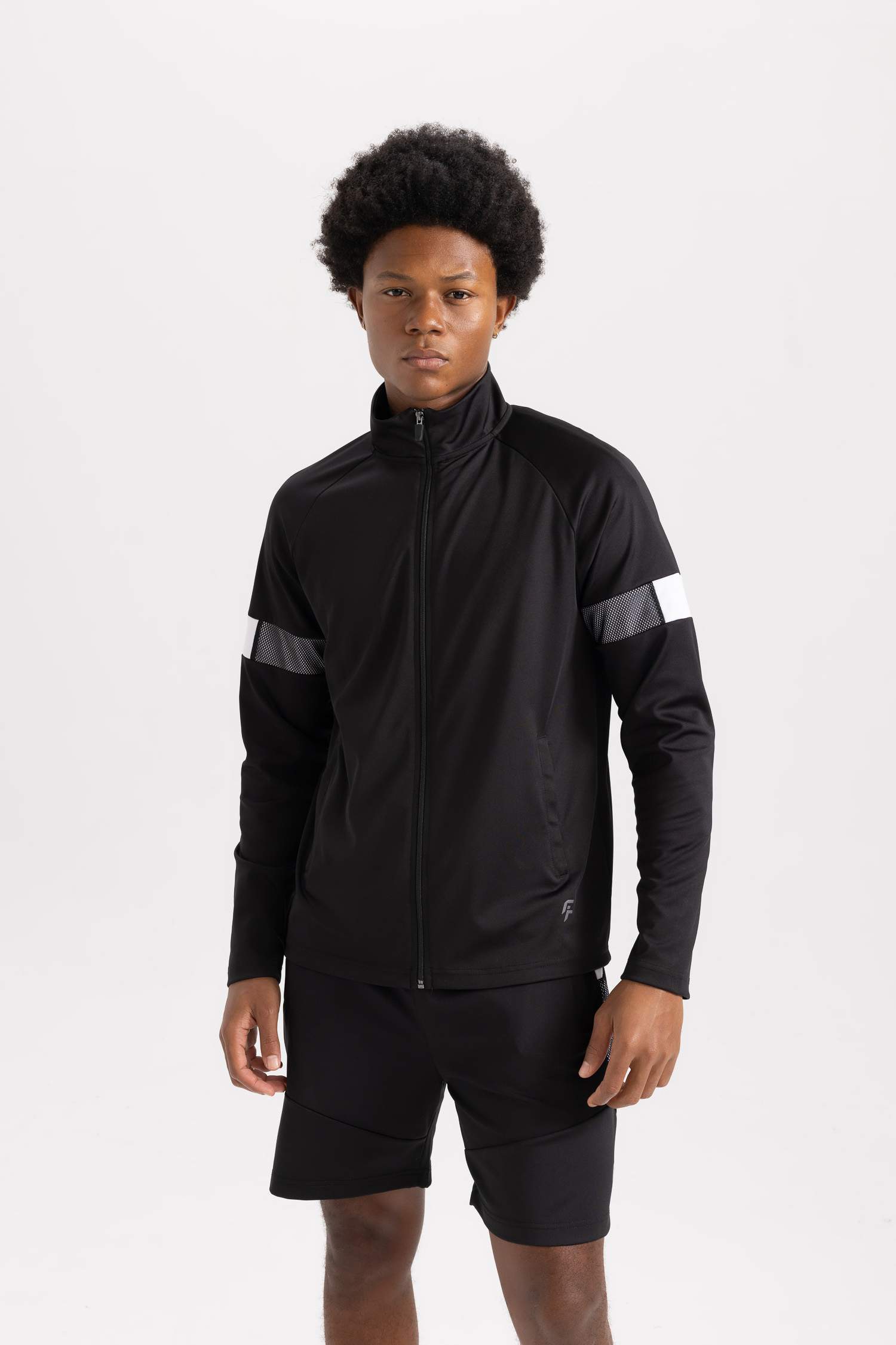 Slim Fit Scuba Fabric Zippered Sweatshirt