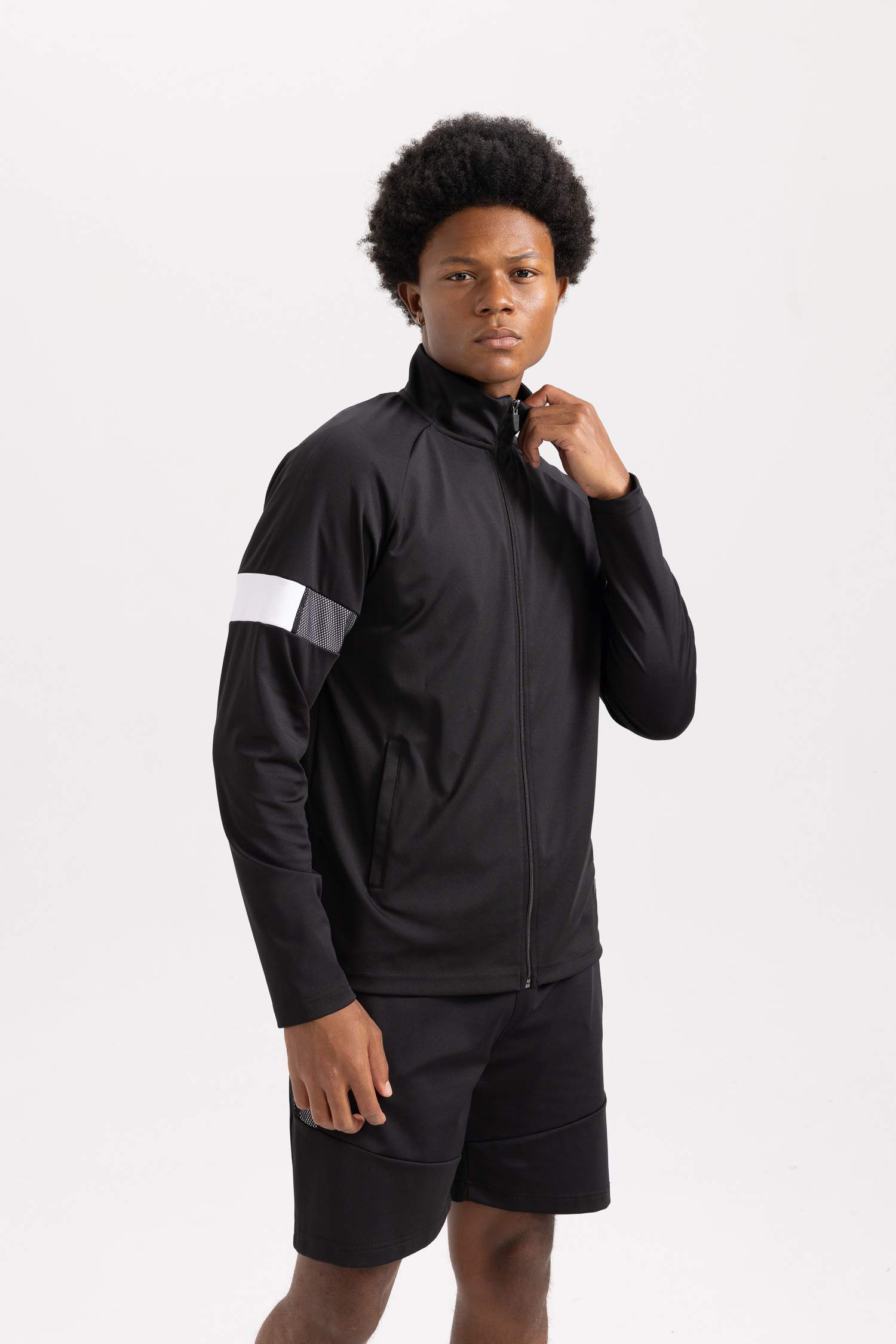 Slim Fit Scuba Fabric Zippered Sweatshirt