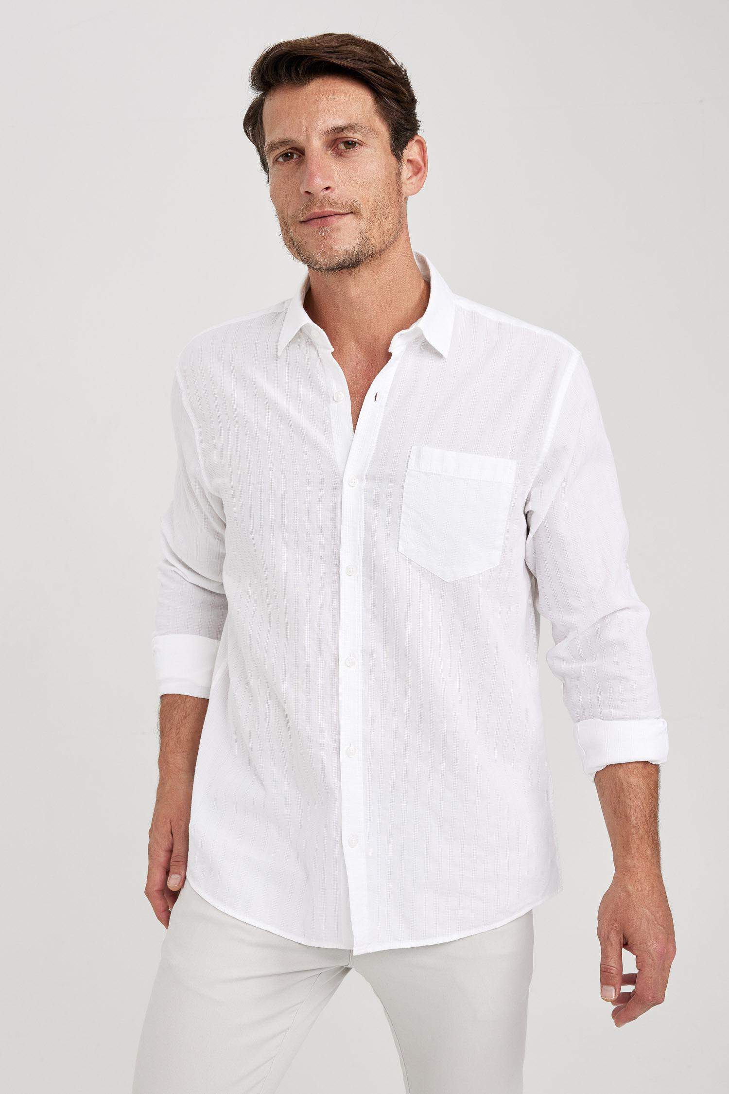 жейде мойыны dobby Ұзын жеңді көйлек