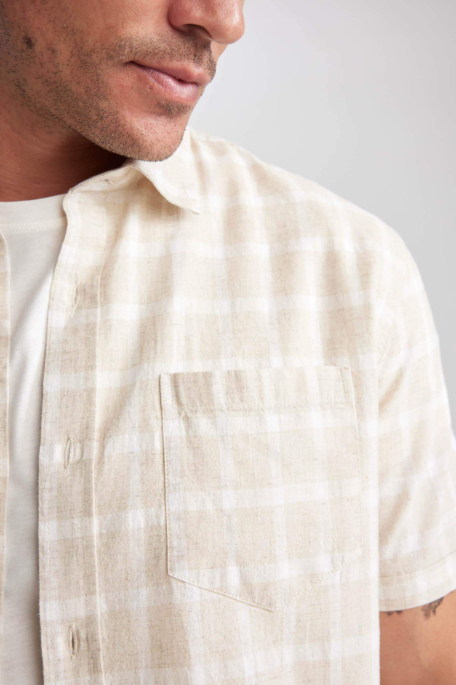 Regular Fit Linen Blend Long Sleeve Shirt