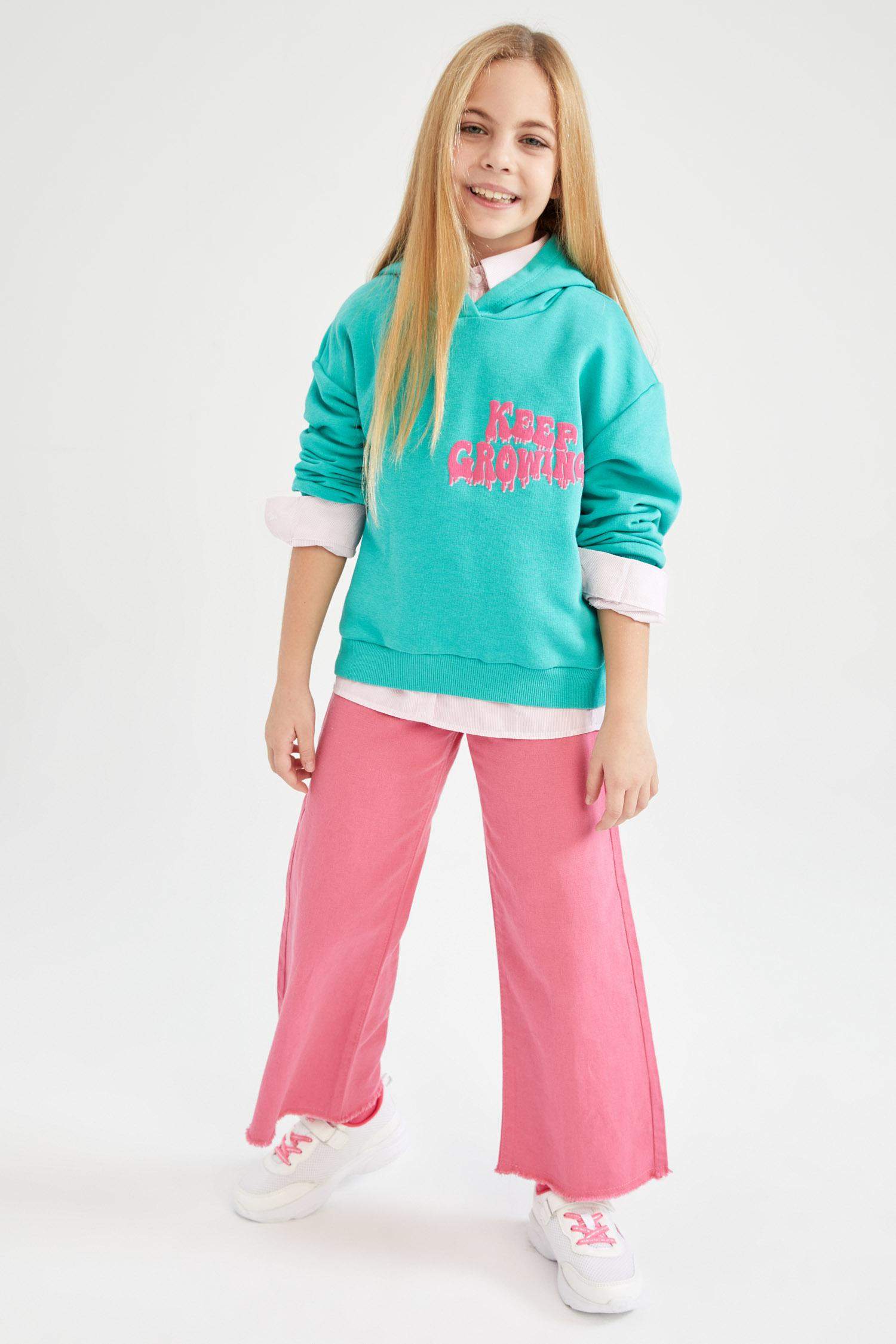 Світшот свободного крою з принтом на спині для дівчаток