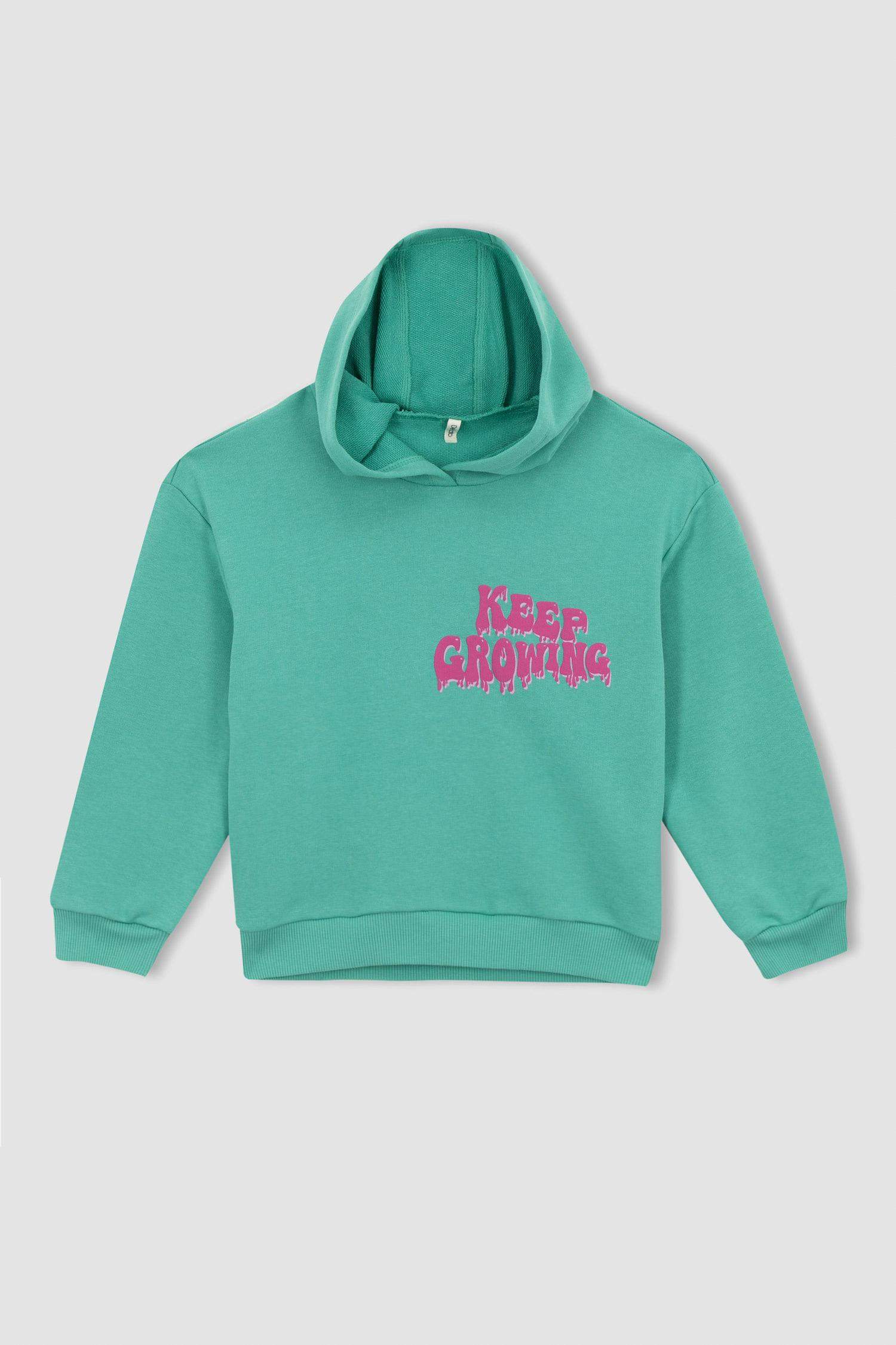 Світшот свободного крою з принтом на спині для дівчаток