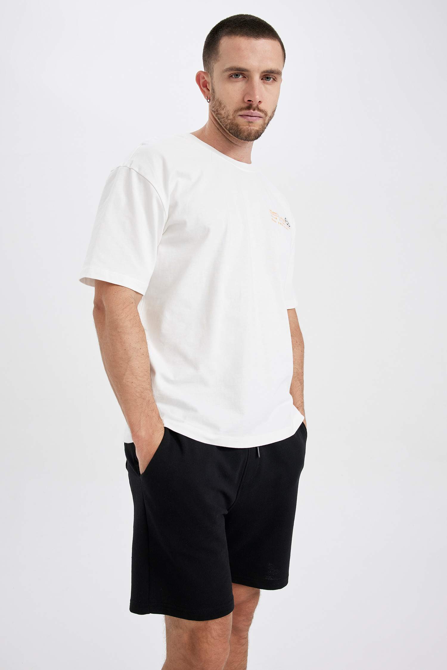 Defacto Fit Oversize Fit Crew Neck Printed T-Shirt