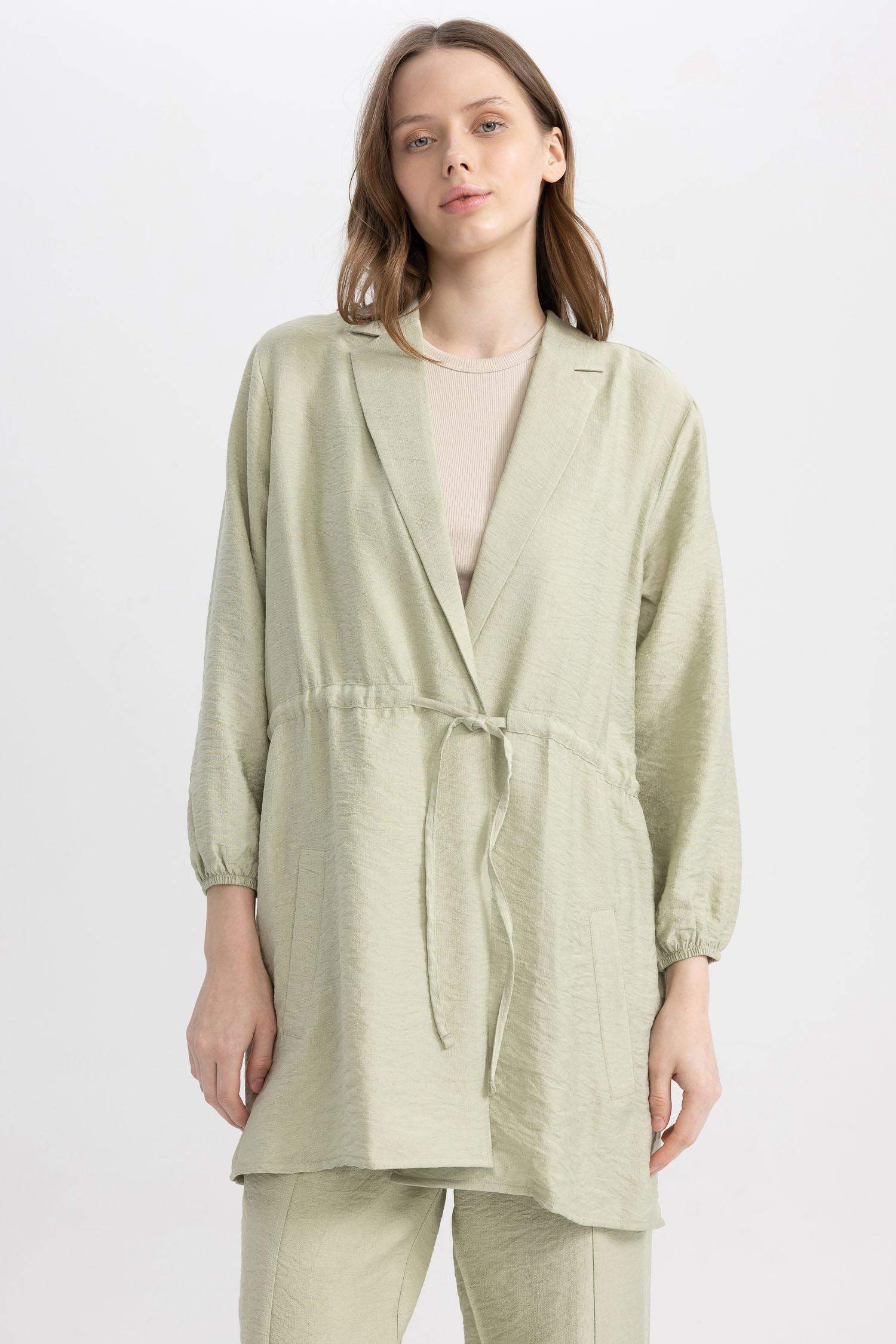 Relax Fit Shirt Collar Long Sleeve Tunic