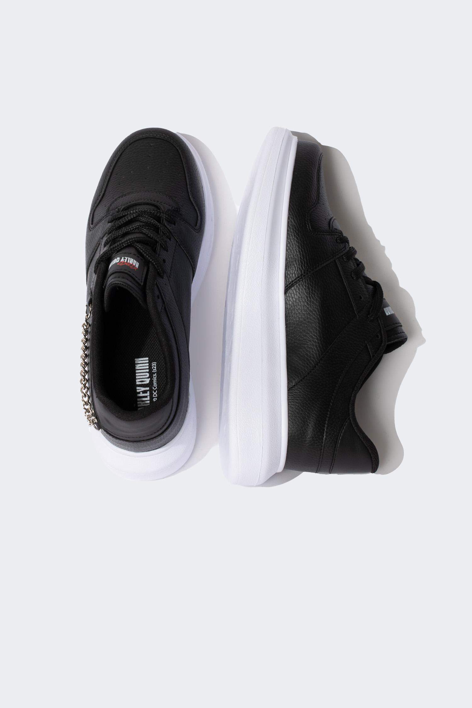 Woman Harley Quinn High Heel Faux Leather Sneakers