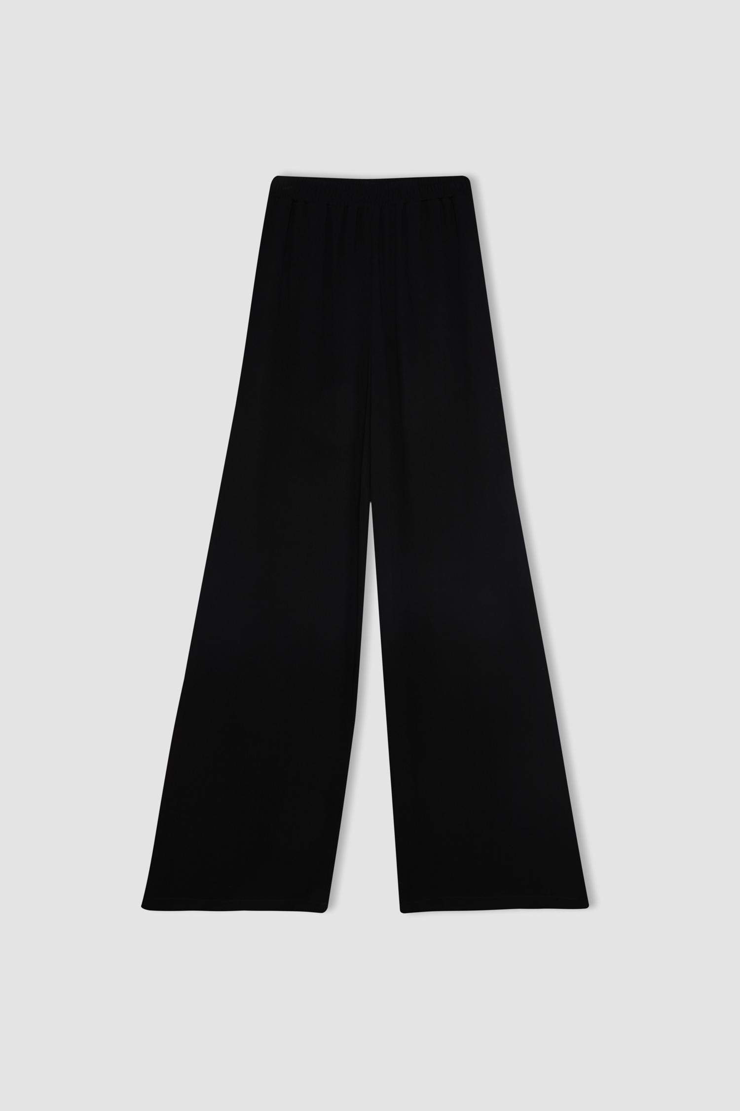 بنطرون فيسكوز برجل واسع وايد ليج وخصر عالي