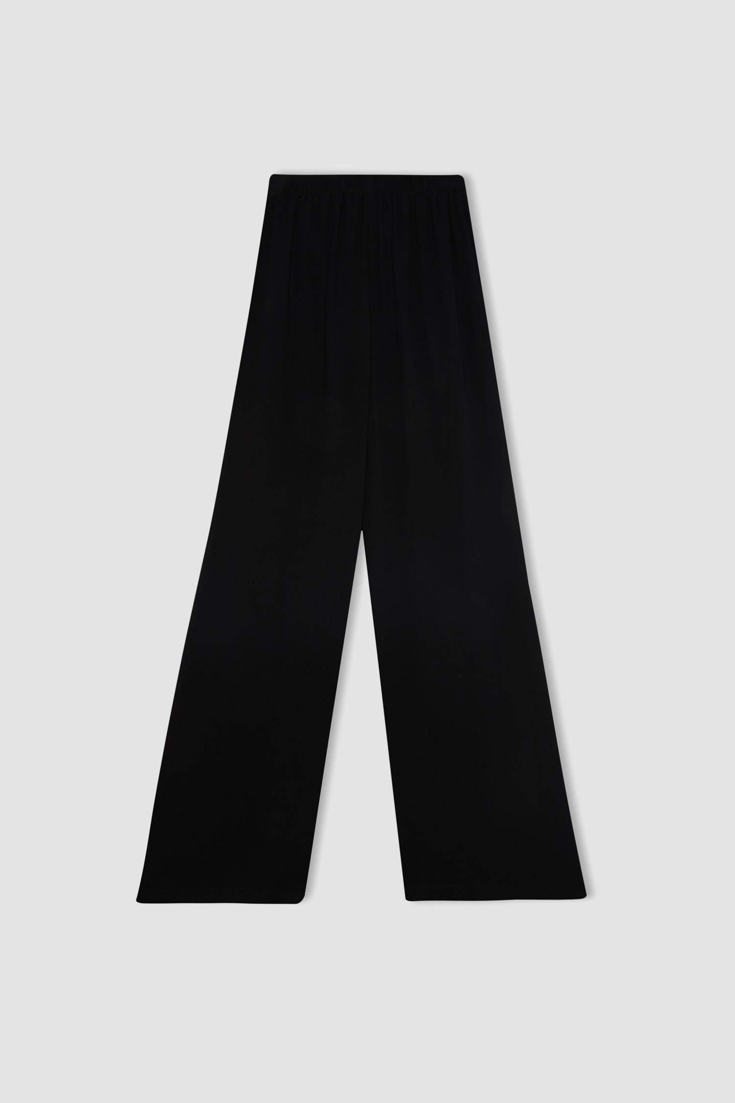 بنطرون فيسكوز برجل واسع وايد ليج وخصر عالي