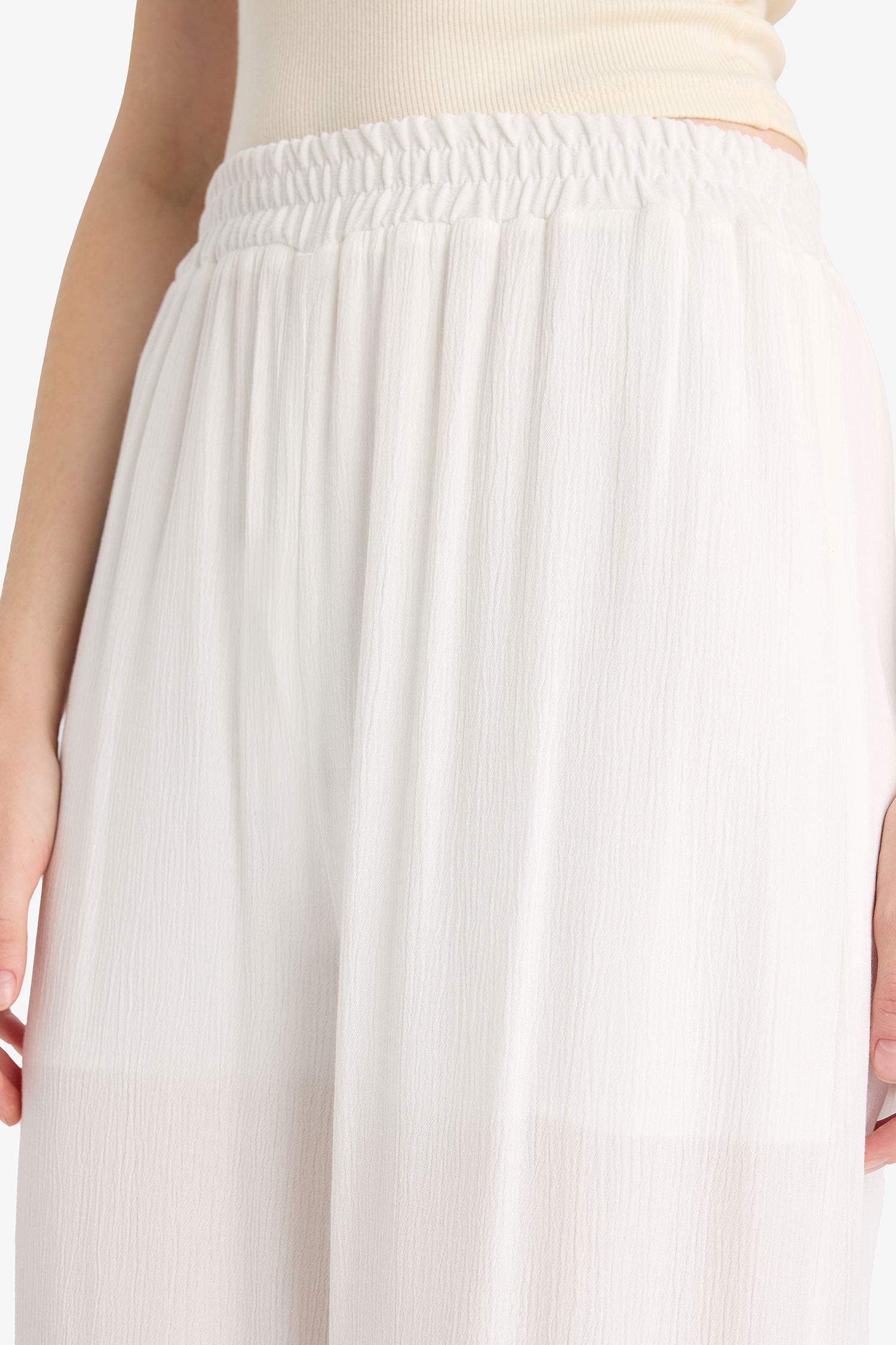 Wide Leg Cepli Yüksek Bel Standart Boy Krinkıl Viskon Geniş Paça Pantolon