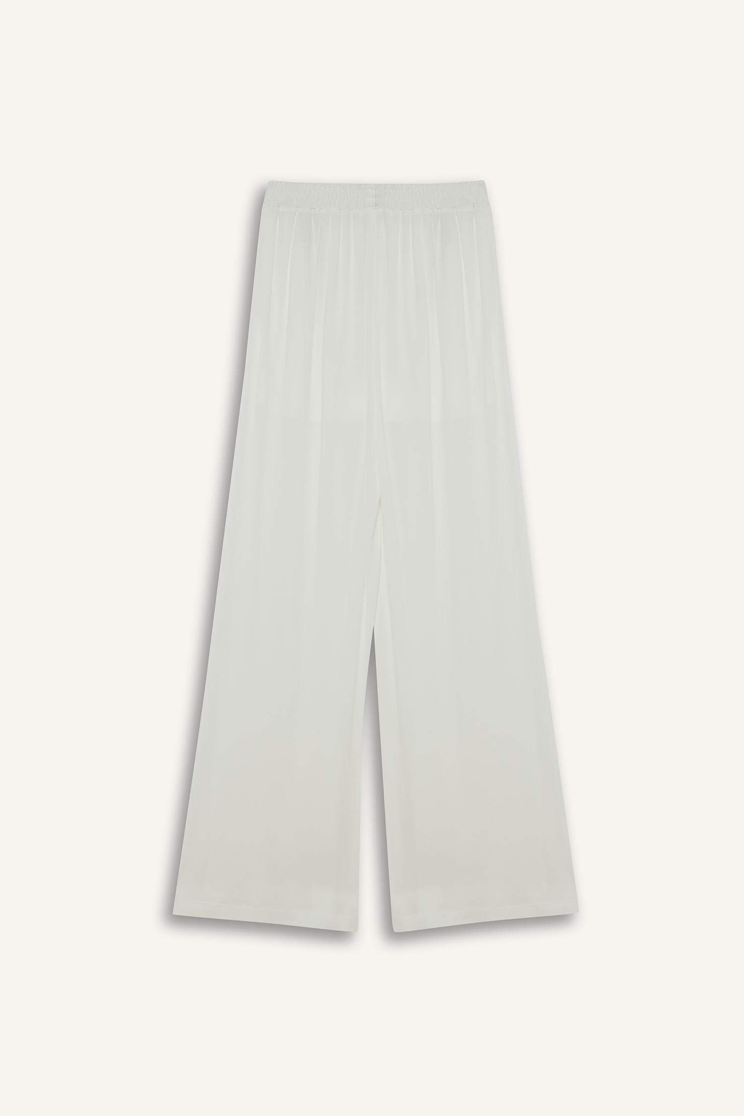 Wide Leg Cepli Yüksek Bel Standart Boy Krinkıl Viskon Geniş Paça Pantolon