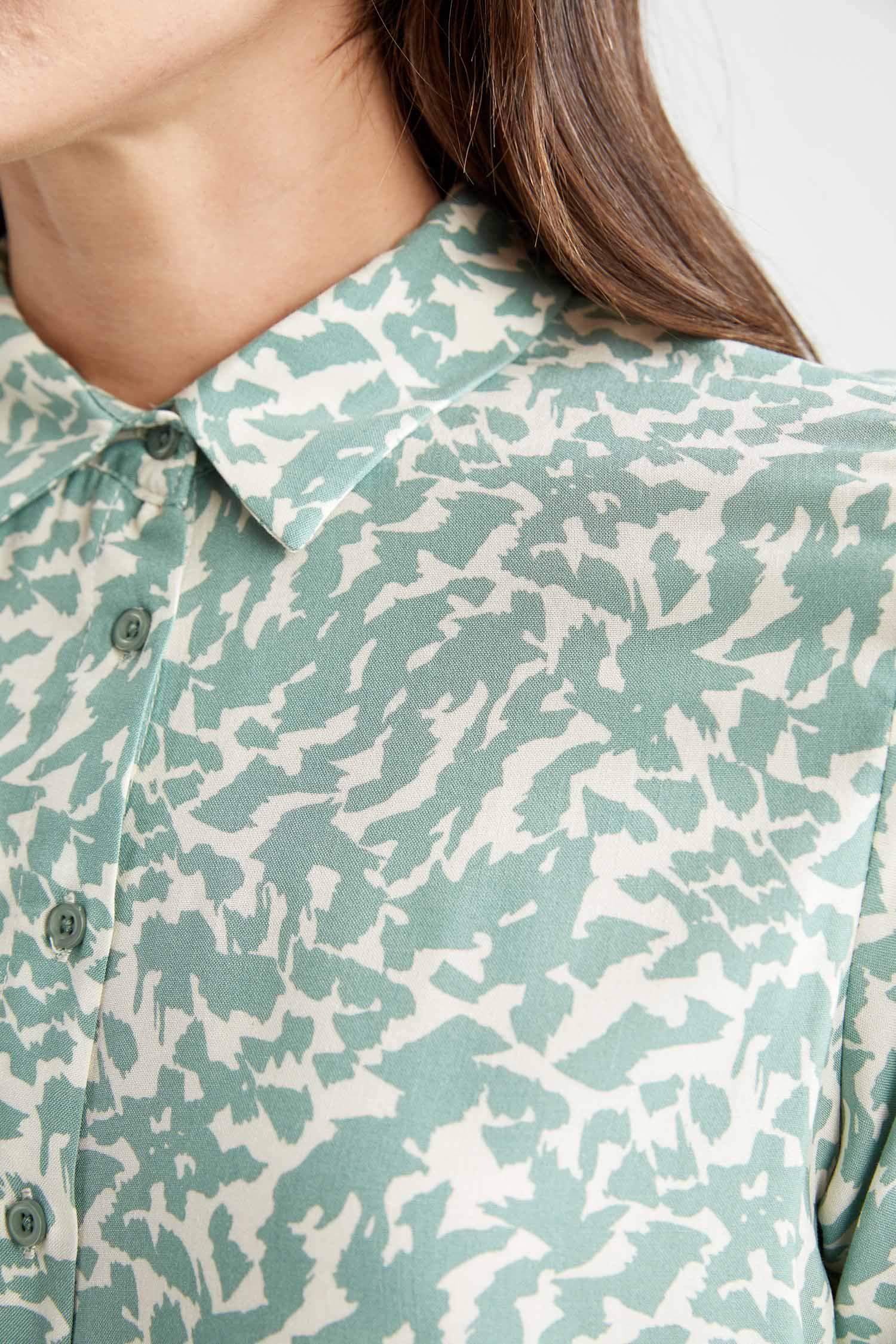 Regular Fit Leopar Desenli Uzun Kollu Gömlek Tunik