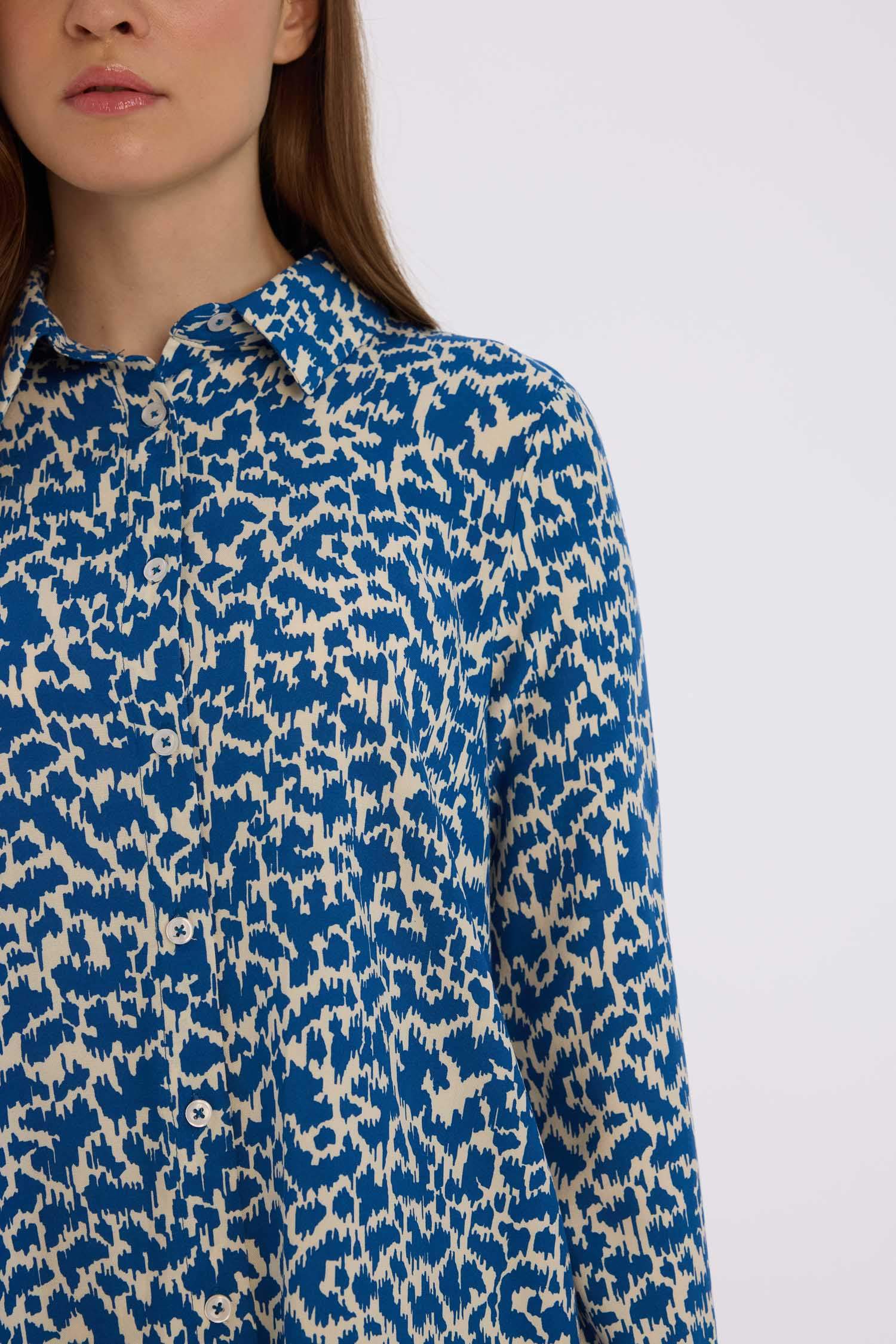 Regular Fit Desenli Uzun Kollu Tesettür Gömlek Tunik