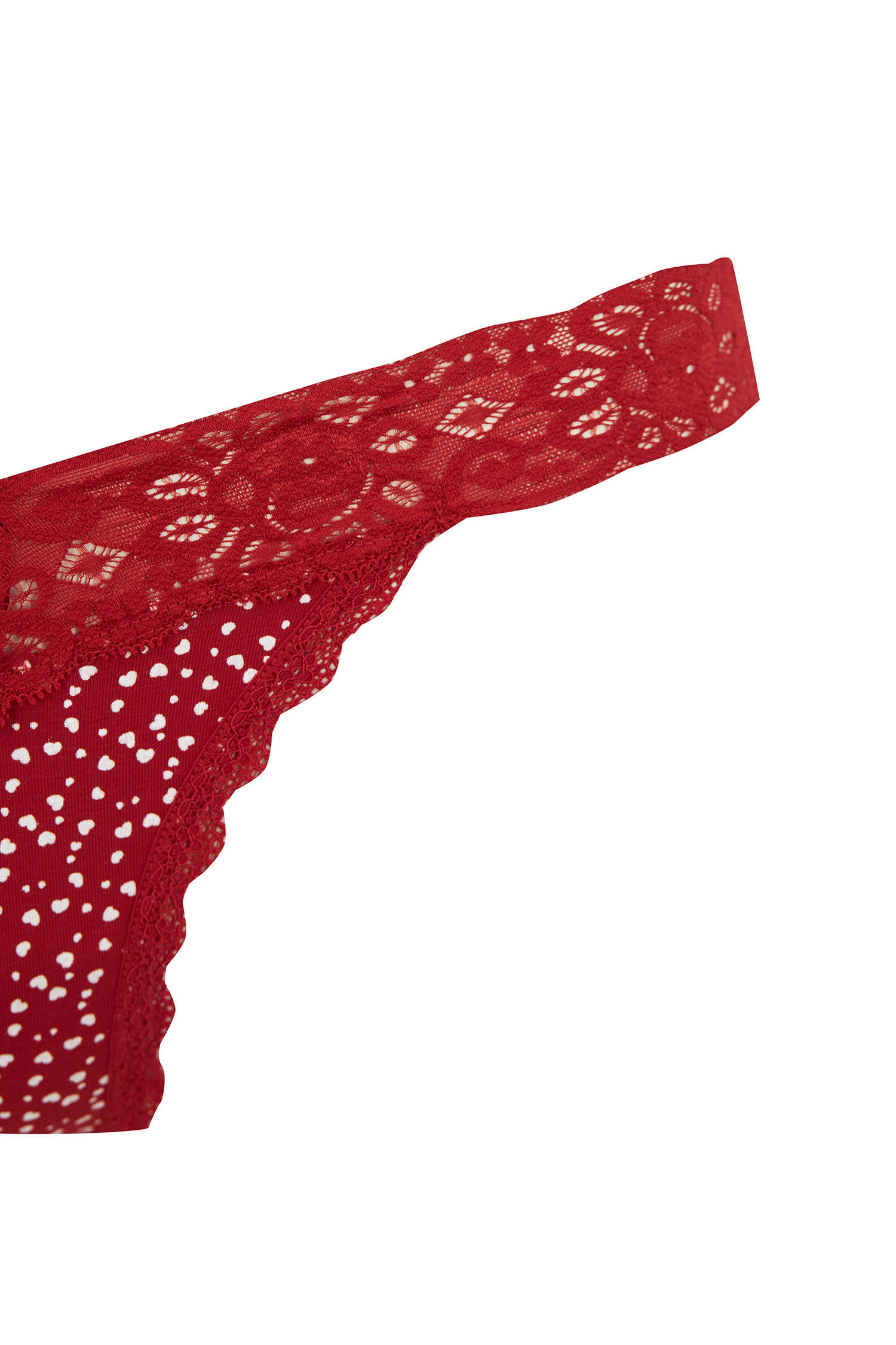 Red WOMAN Fall In Love Valentine's Day Slogan Heart Patterned String  Panties 2746907