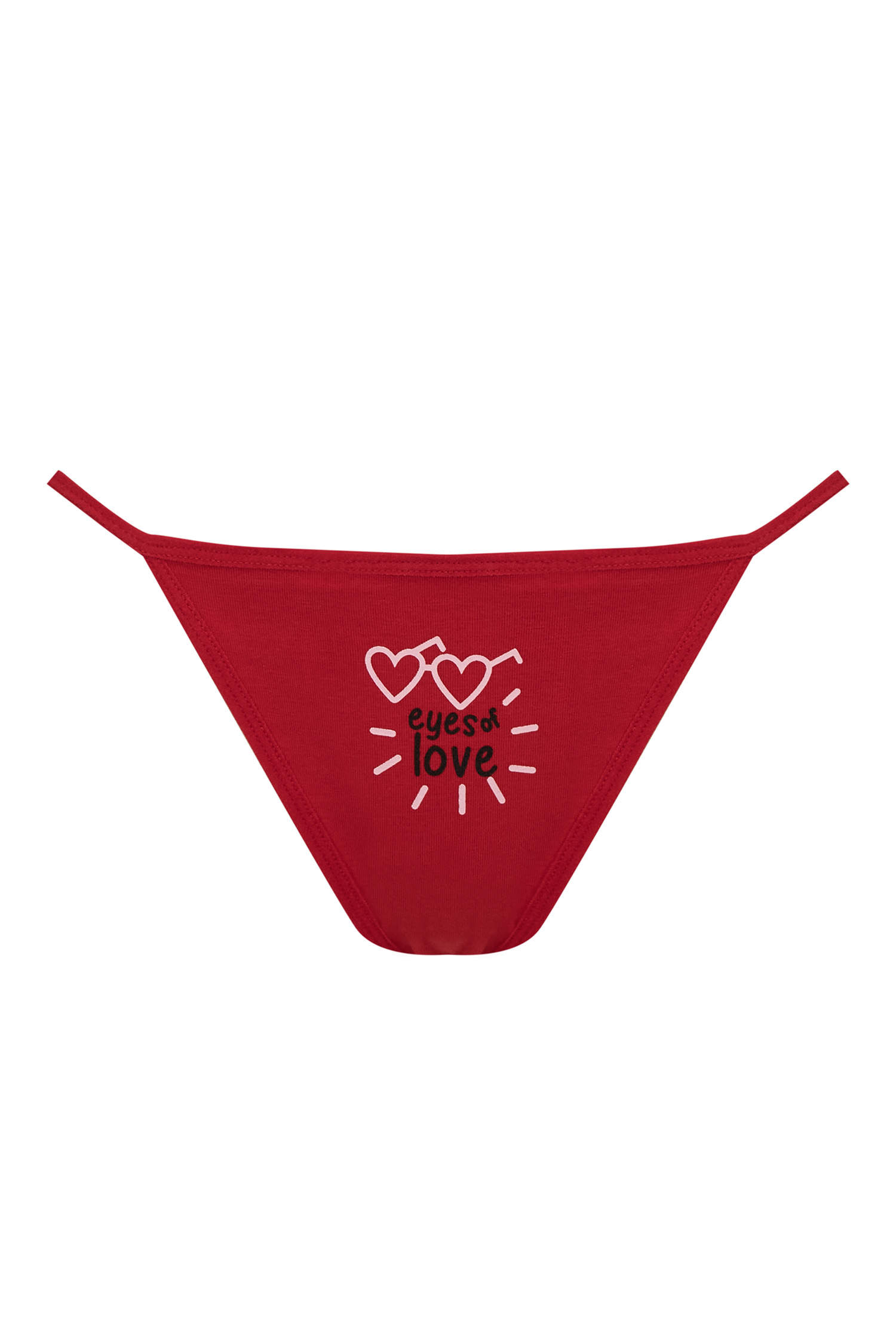 Red WOMEN Fall In Love Valentine's Day Slogan Heart Patterned String Panties  2746907
