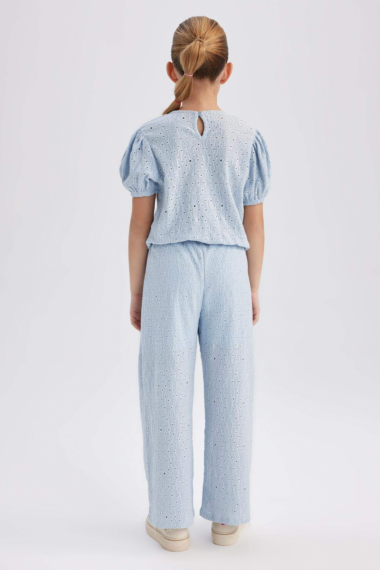 Girl Wide Leg Embroidery Trousers