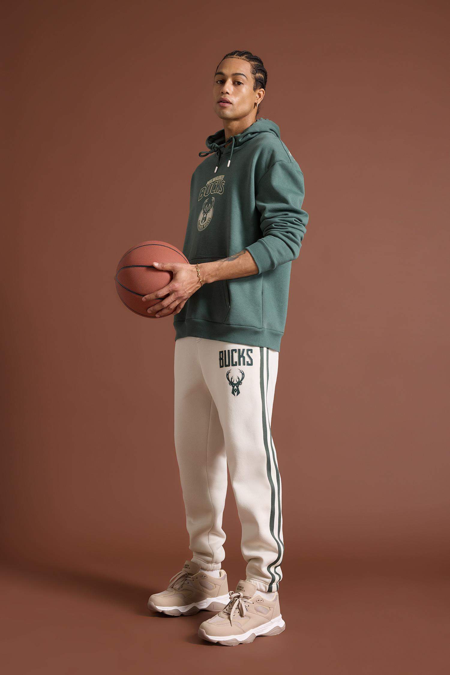 DeFactoFit NBA Milwaukee Bucks Standart Fit Cepli Kalın Jogger Eşofman Altı