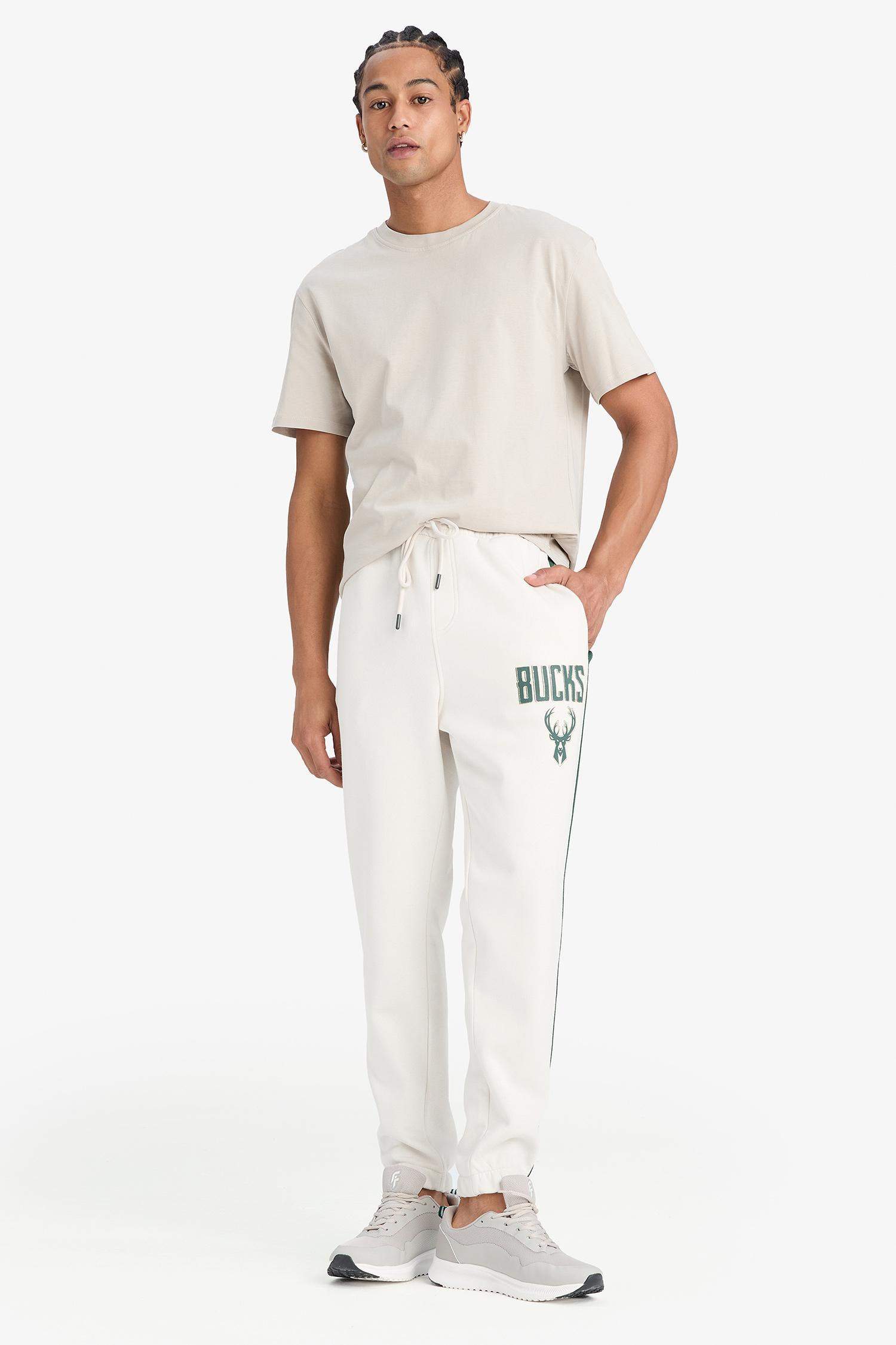 DeFactoFit NBA Milwaukee Bucks Standart Fit Cepli Kalın Jogger Eşofman Altı