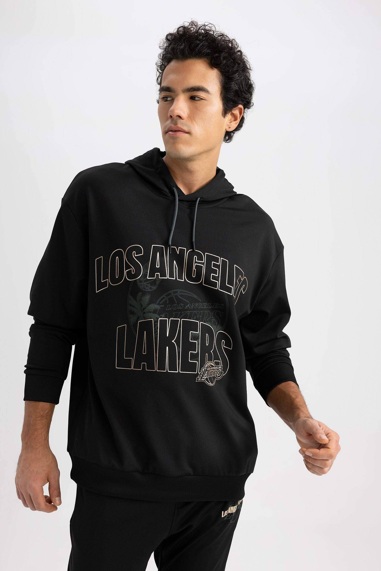 Black MAN Defacto Fit Oversize Fit NBA Los Angeles Lakers Cardigan 2651201