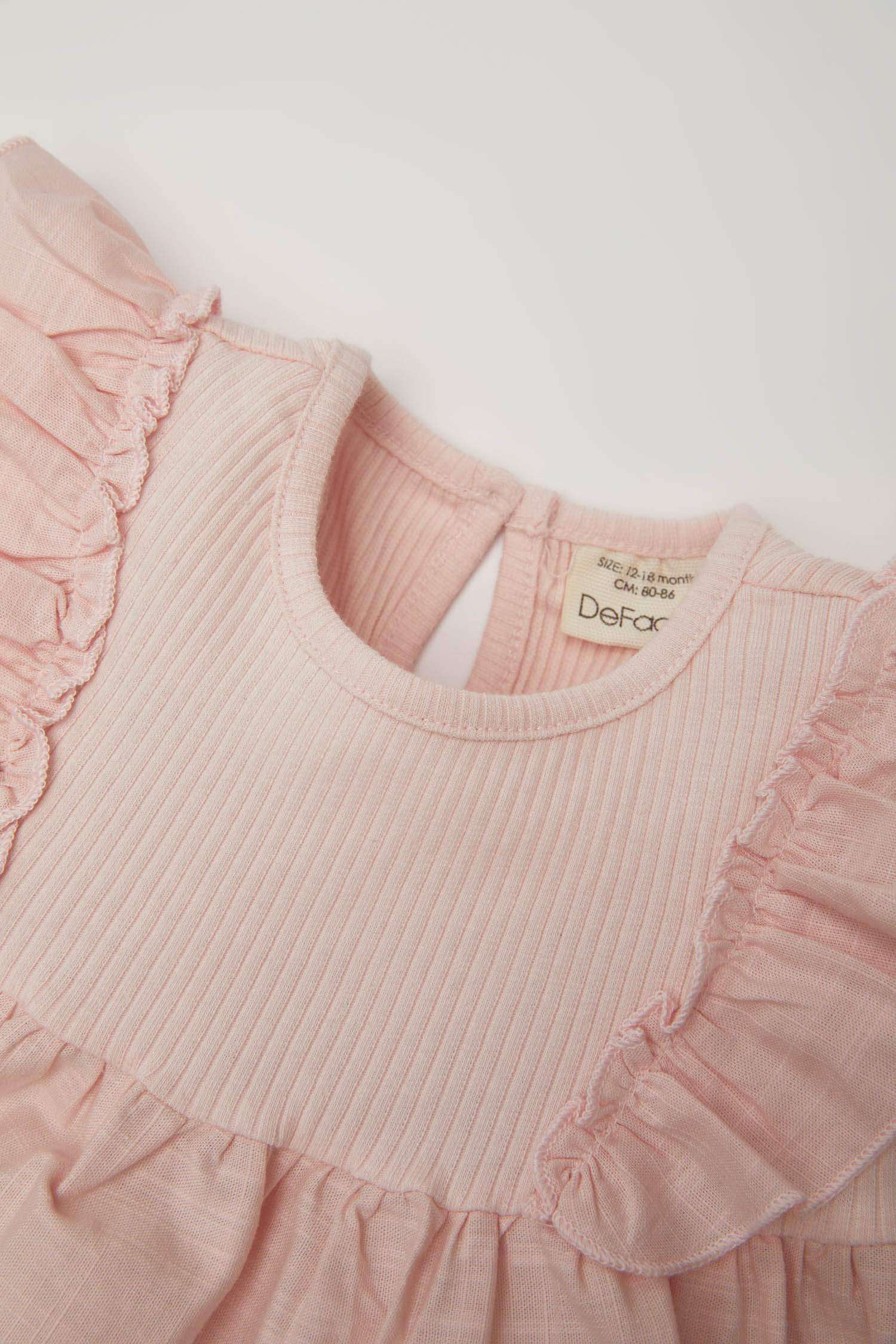 Baby Girl Regular Fit Crew Neck Corded Camisole Short Sleeved T-Shirt