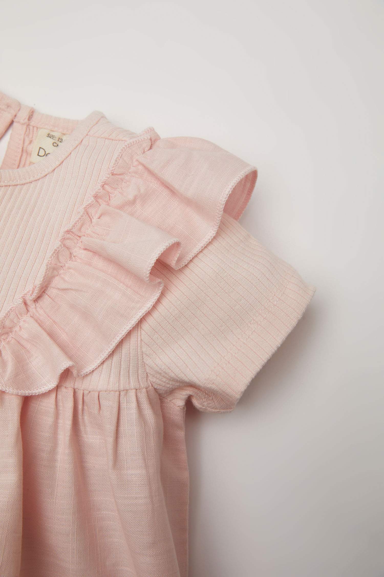 Baby Girl Regular Fit Crew Neck Corded Camisole Short Sleeved T-Shirt