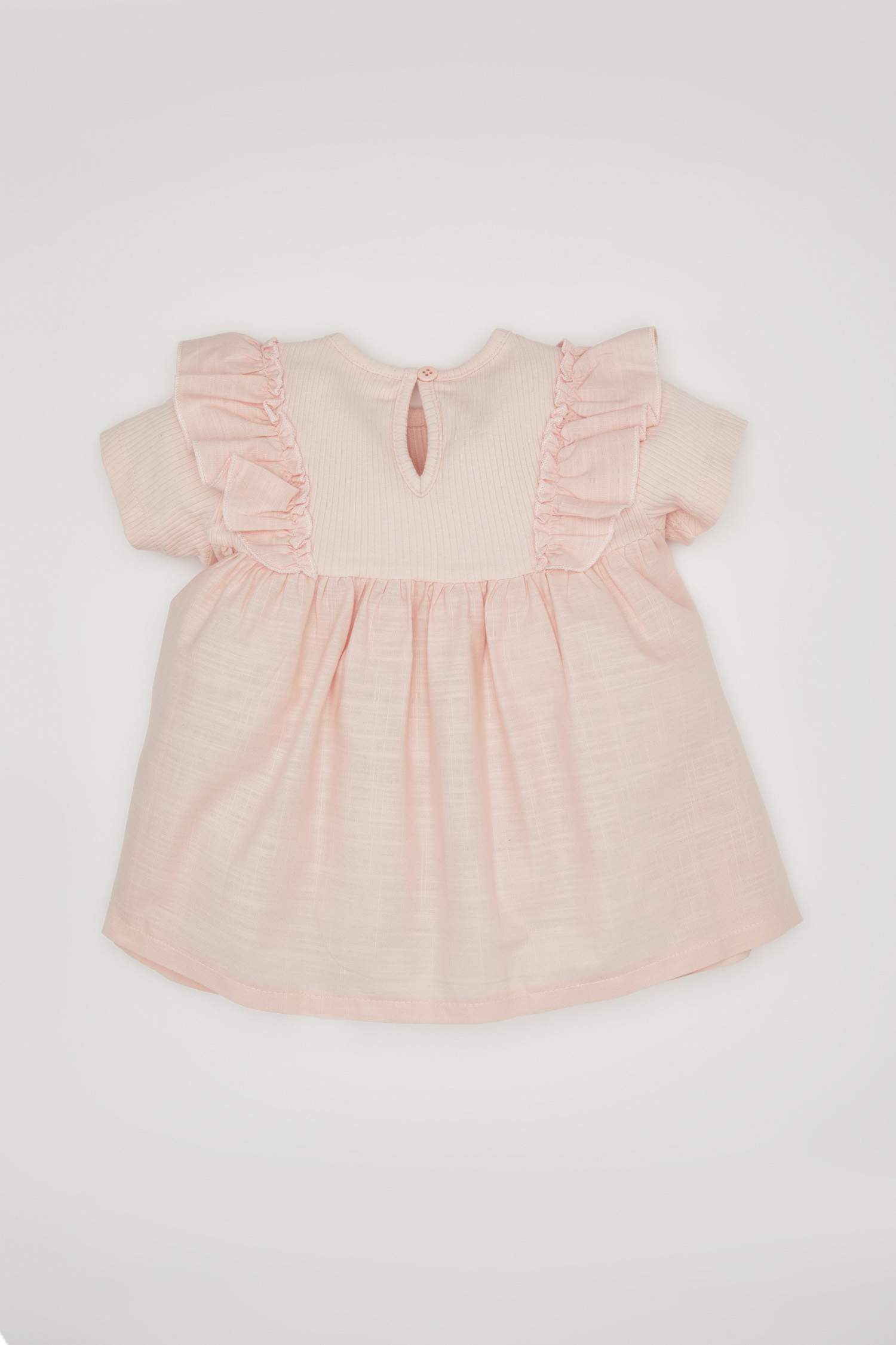 Baby Girl Regular Fit Crew Neck Corded Camisole Short Sleeved T-Shirt