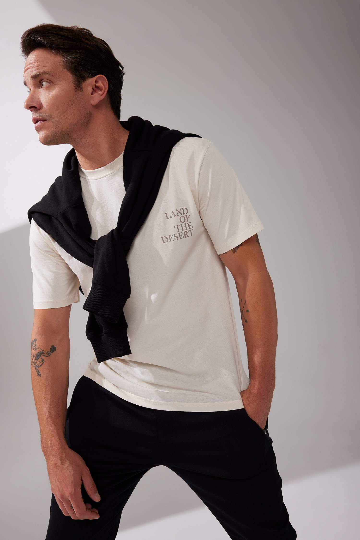 Relax Fit Crew Neck Back Printed T-Shirt