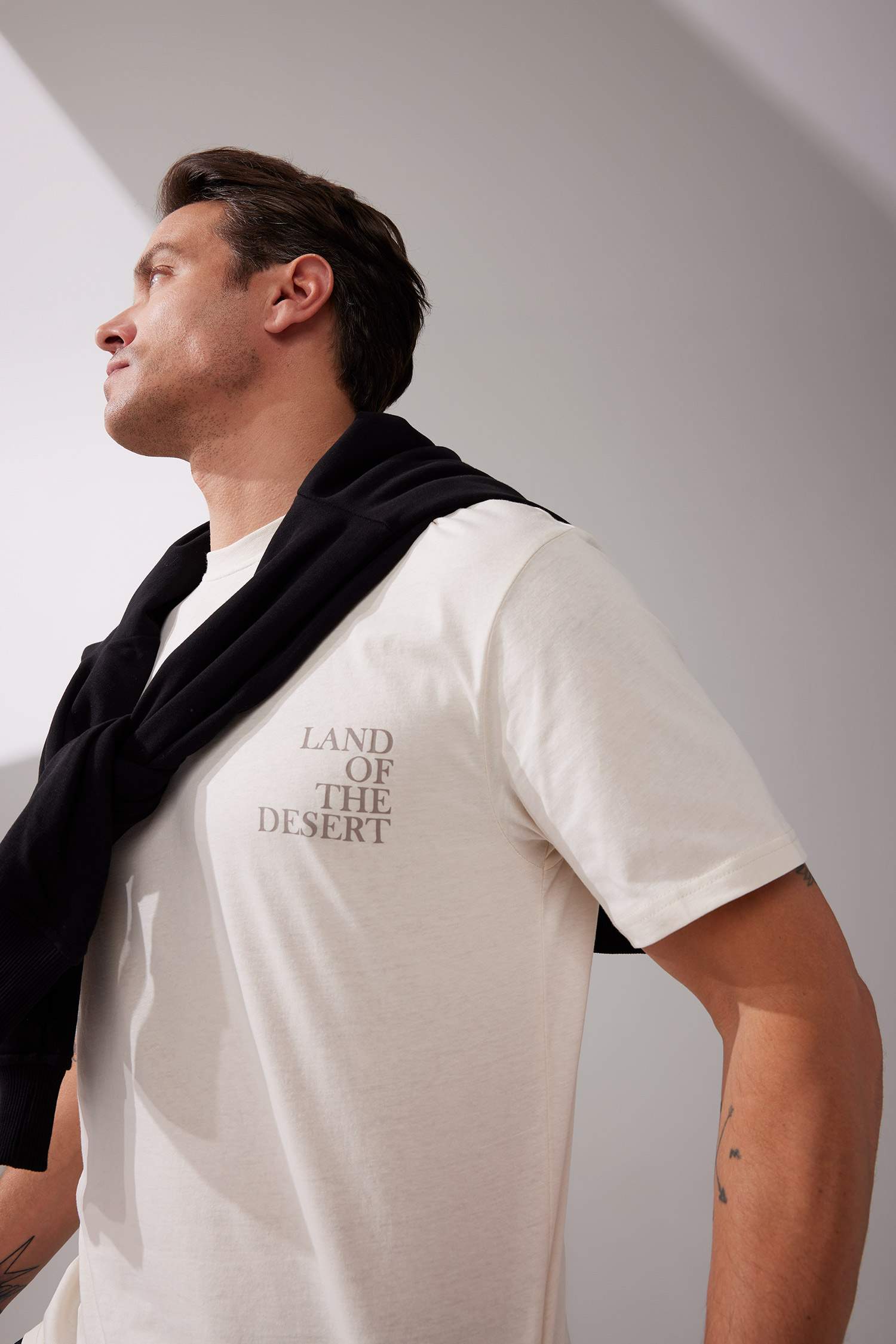 Relax Fit Crew Neck Back Printed T-Shirt