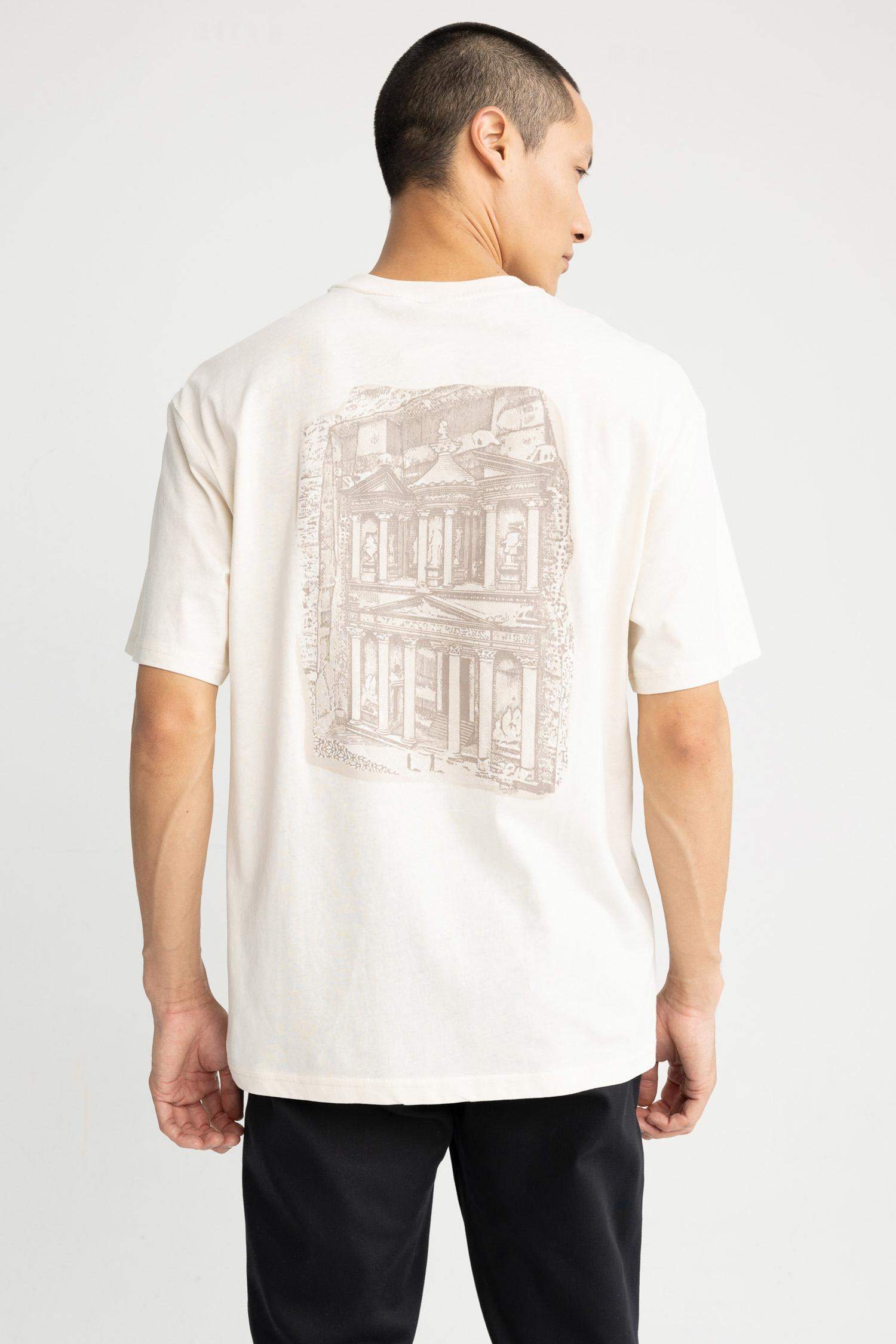 Relax Fit Crew Neck Back Printed T-Shirt