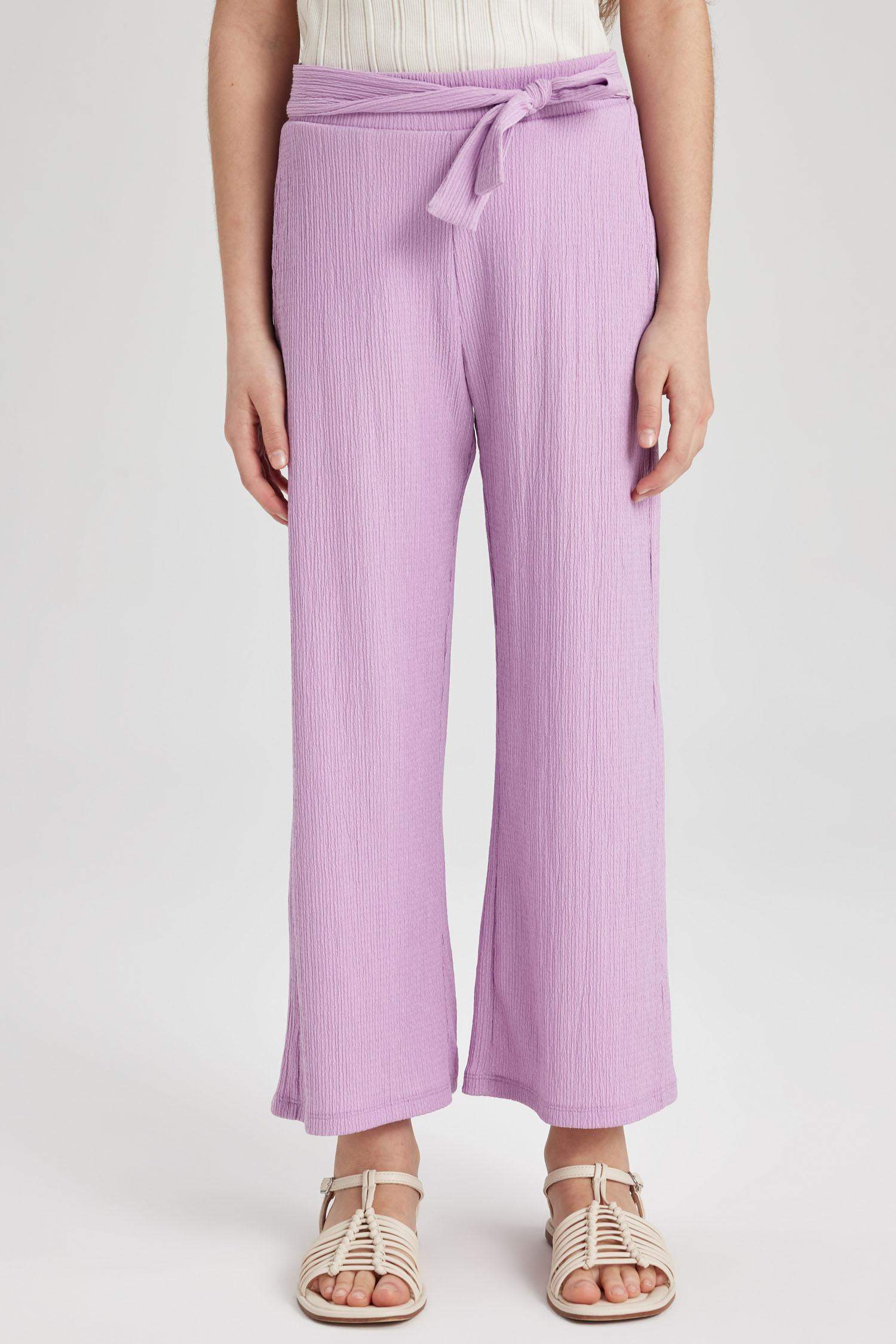 Girl Wide Leg Crinkle Fabric Trousers
