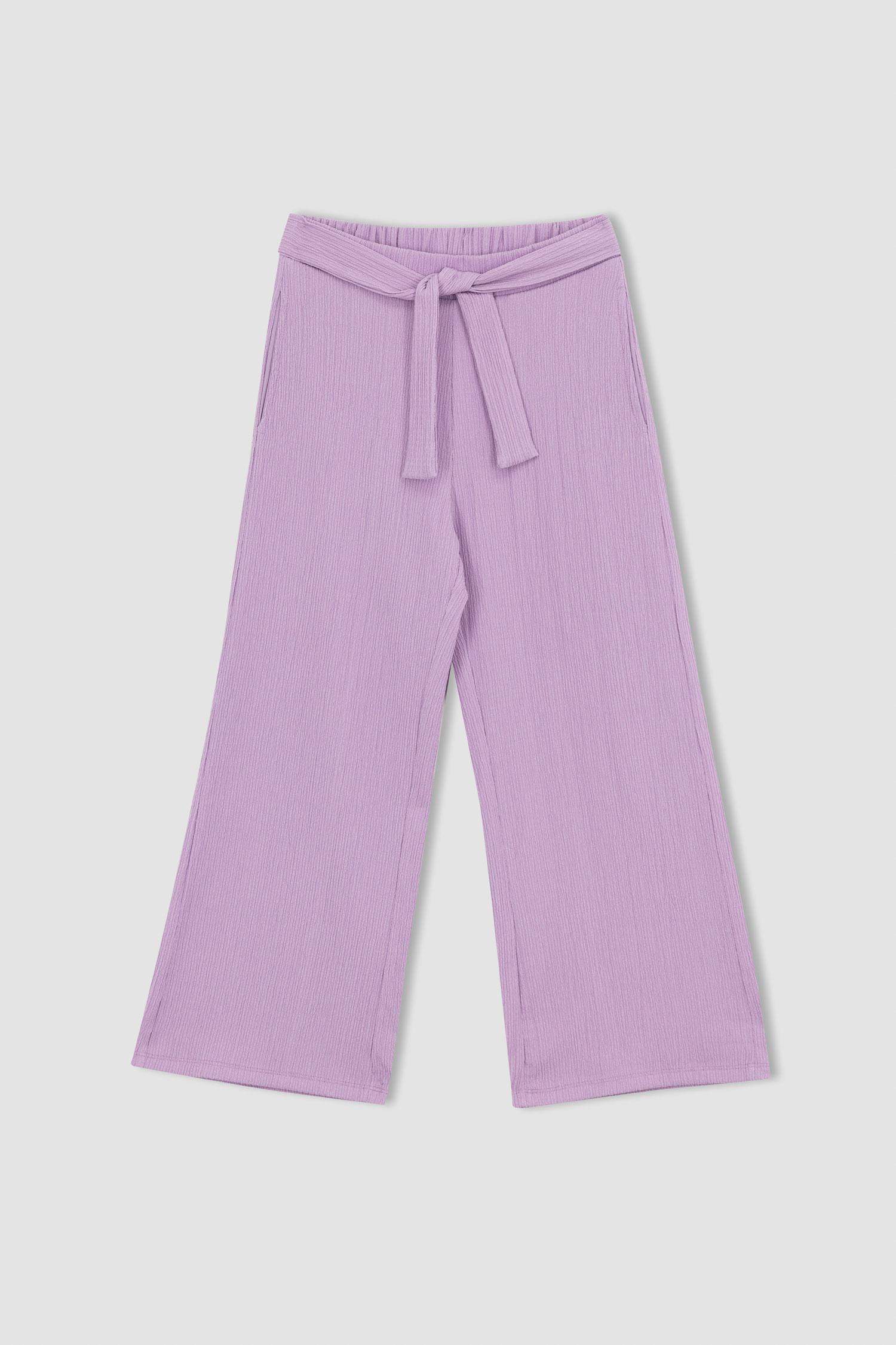 Girl Wide Leg Crinkle Fabric Trousers