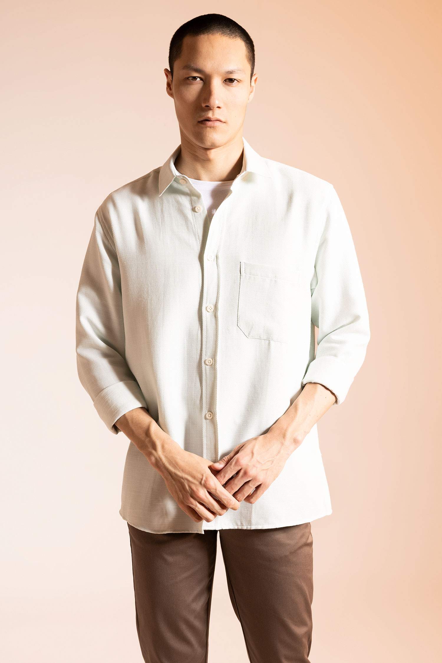 поло жаға мақта Ұзын жеңді көйлек