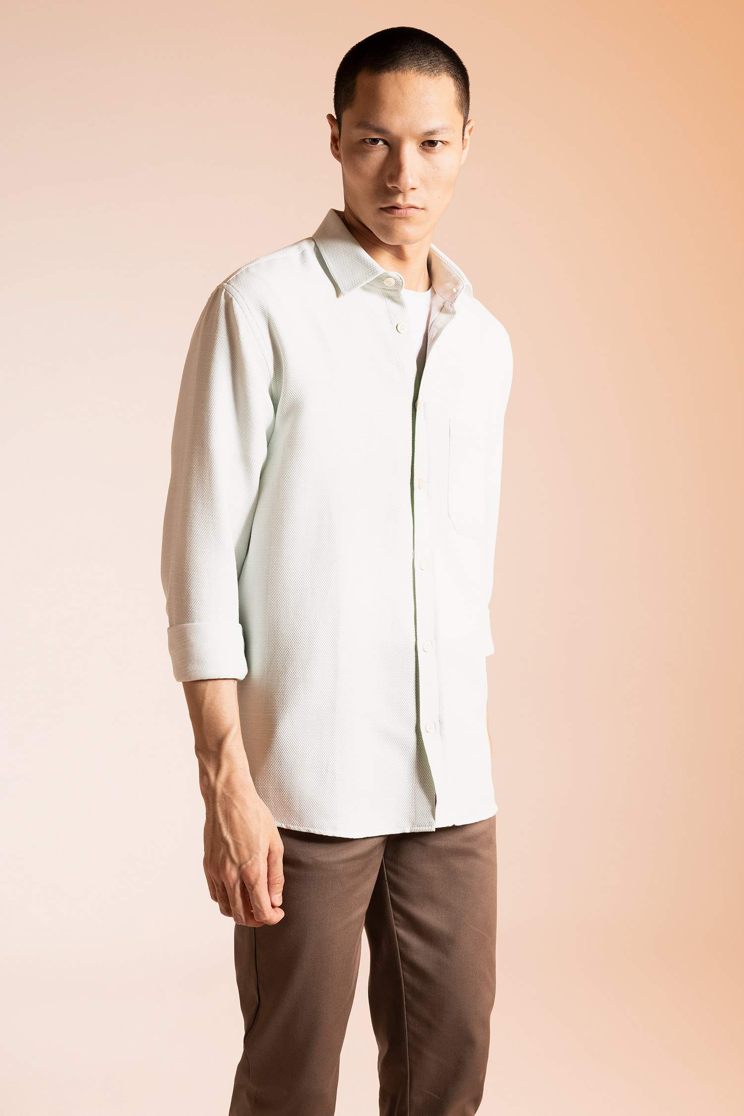 поло жаға мақта Ұзын жеңді көйлек