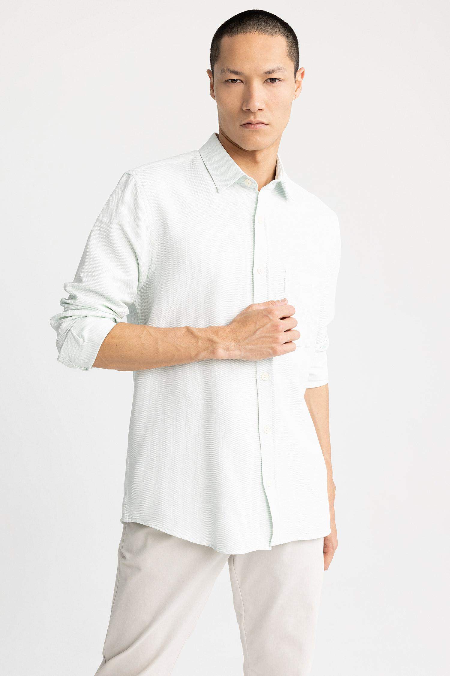 поло жаға мақта Ұзын жеңді көйлек