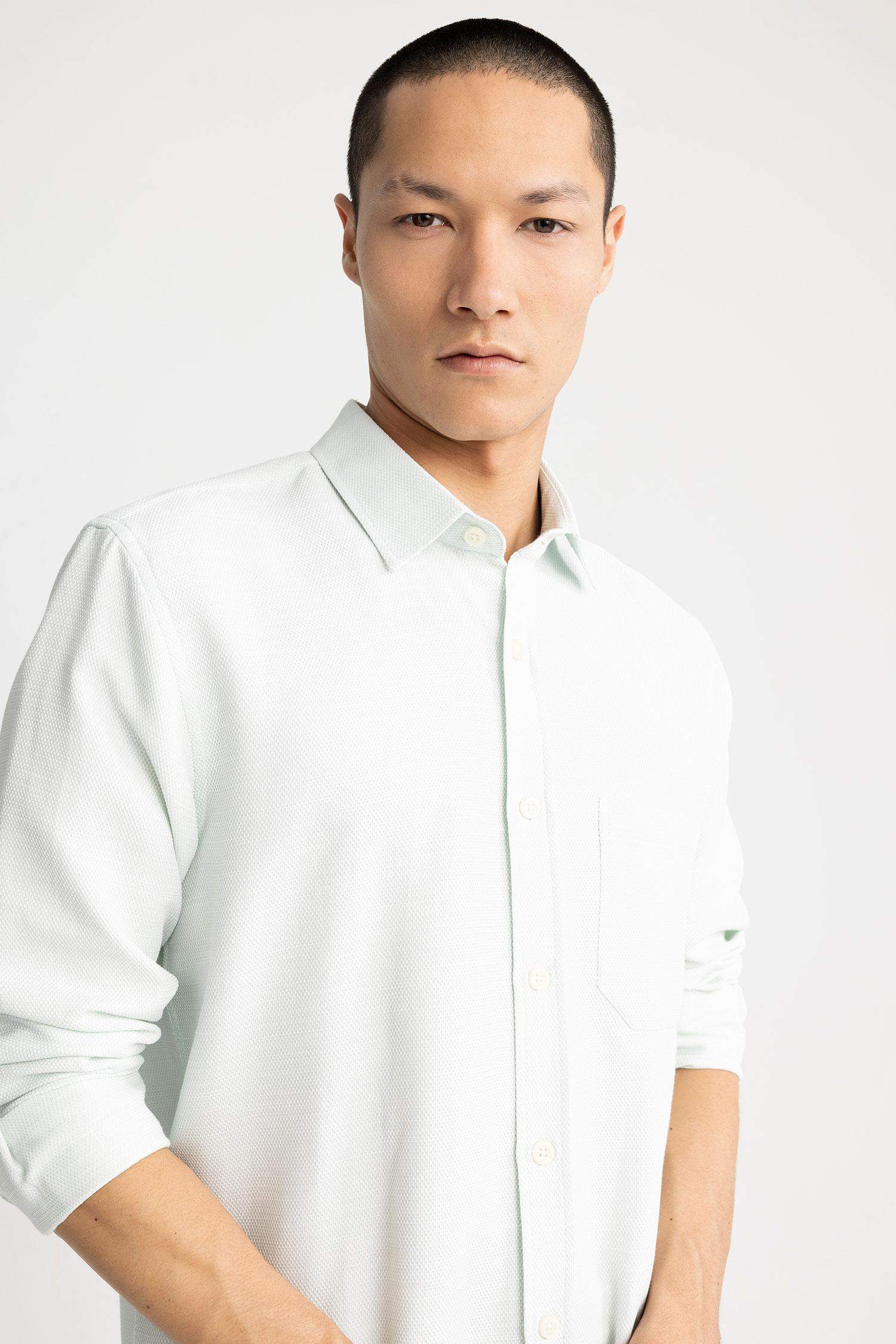 поло жаға мақта Ұзын жеңді көйлек