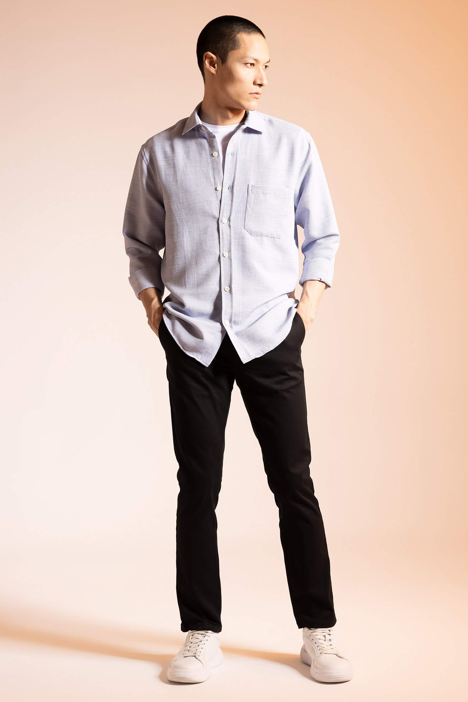 Regular Fit Polo Neck Long Sleeve Shirt