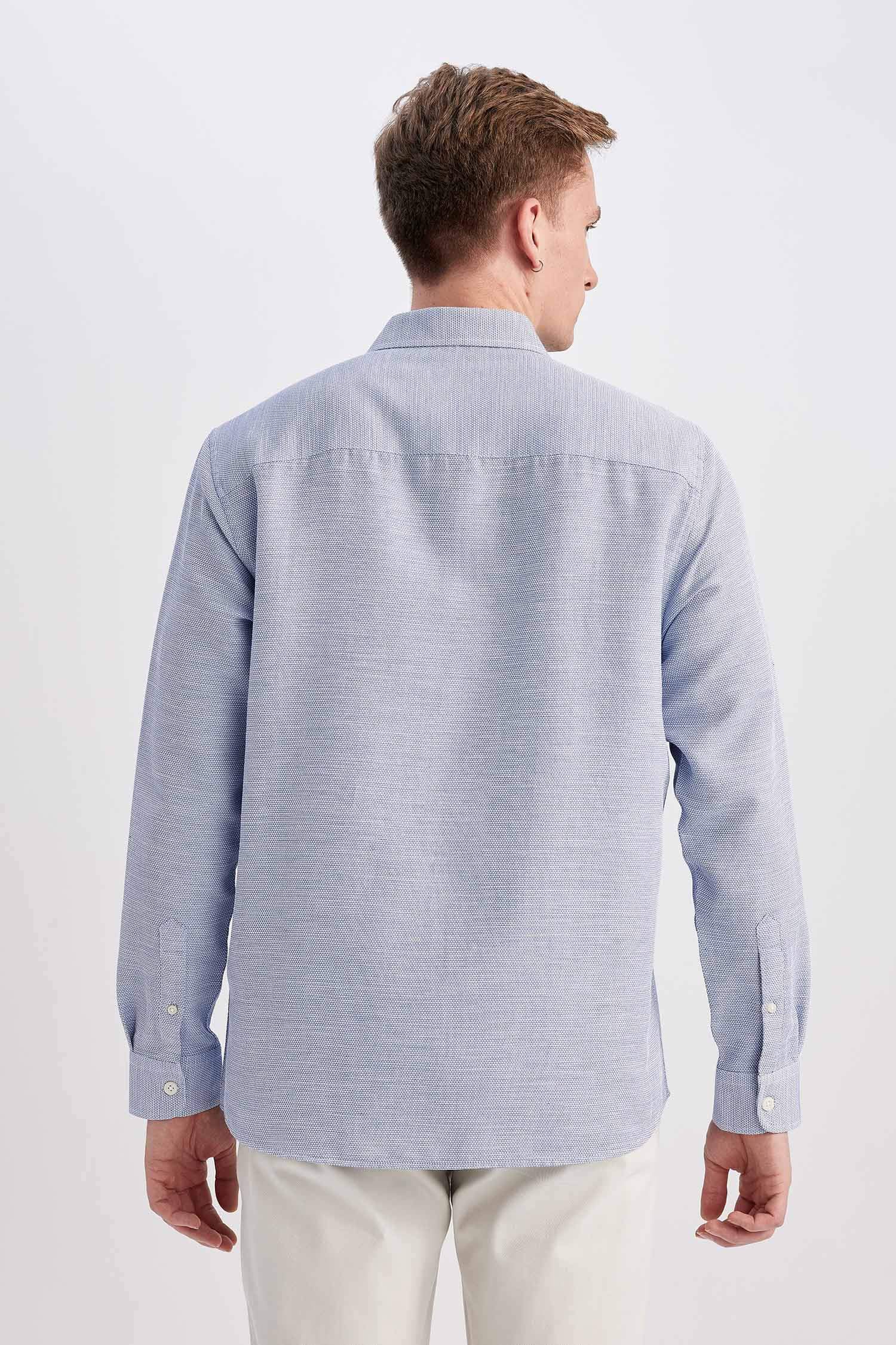 Regular Fit Polo Neck Long Sleeve Shirt